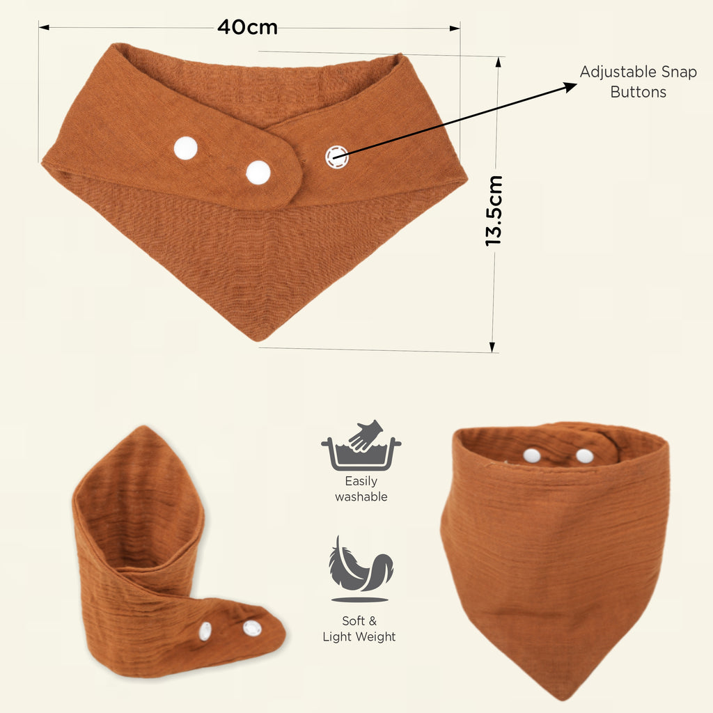 Motherly Bib for Baby 0 to 6 Month – Soft Muslin Baby Apron, Adjustable & Absorbent Bibs for Newborns to 12 Months Boys and girl (Multicolor) - MOTHERLY