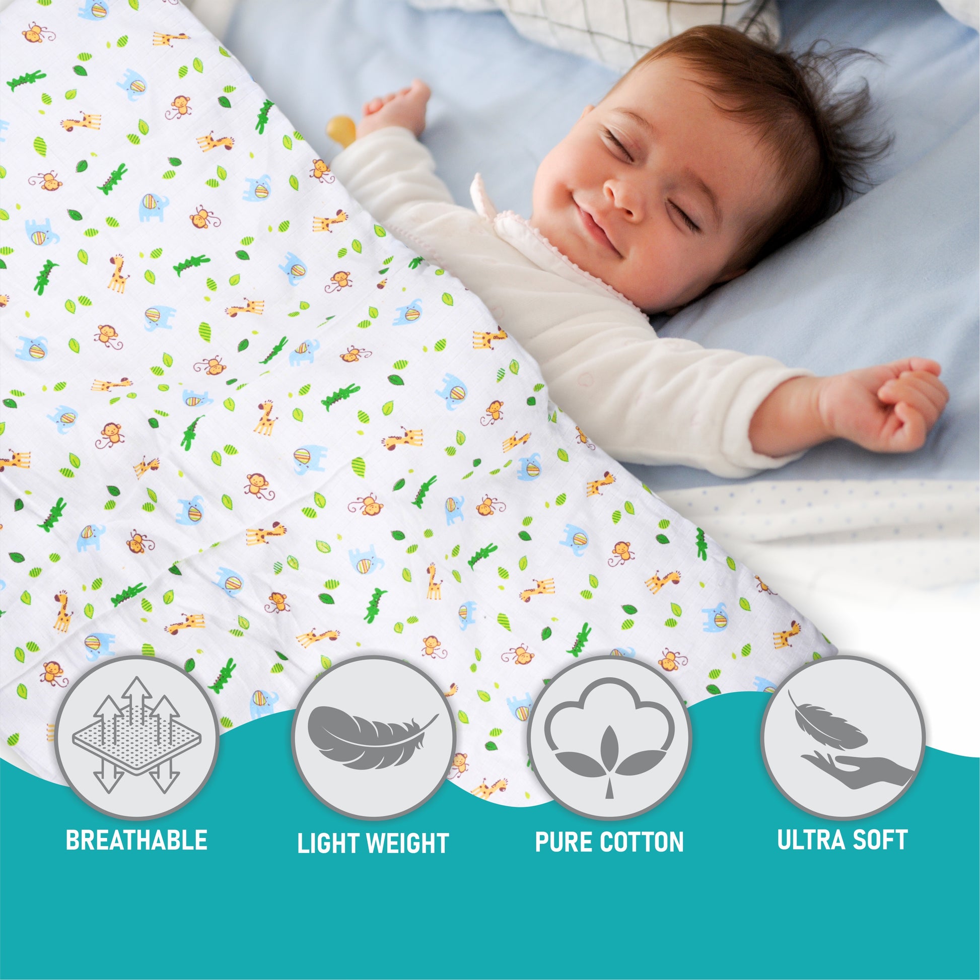 Motherly 5-Layered Blanket Winter Blanket for Newborn & Toddler with Animal and Car Print (0-24 Months, 105x90 cm) - MOTHERLY