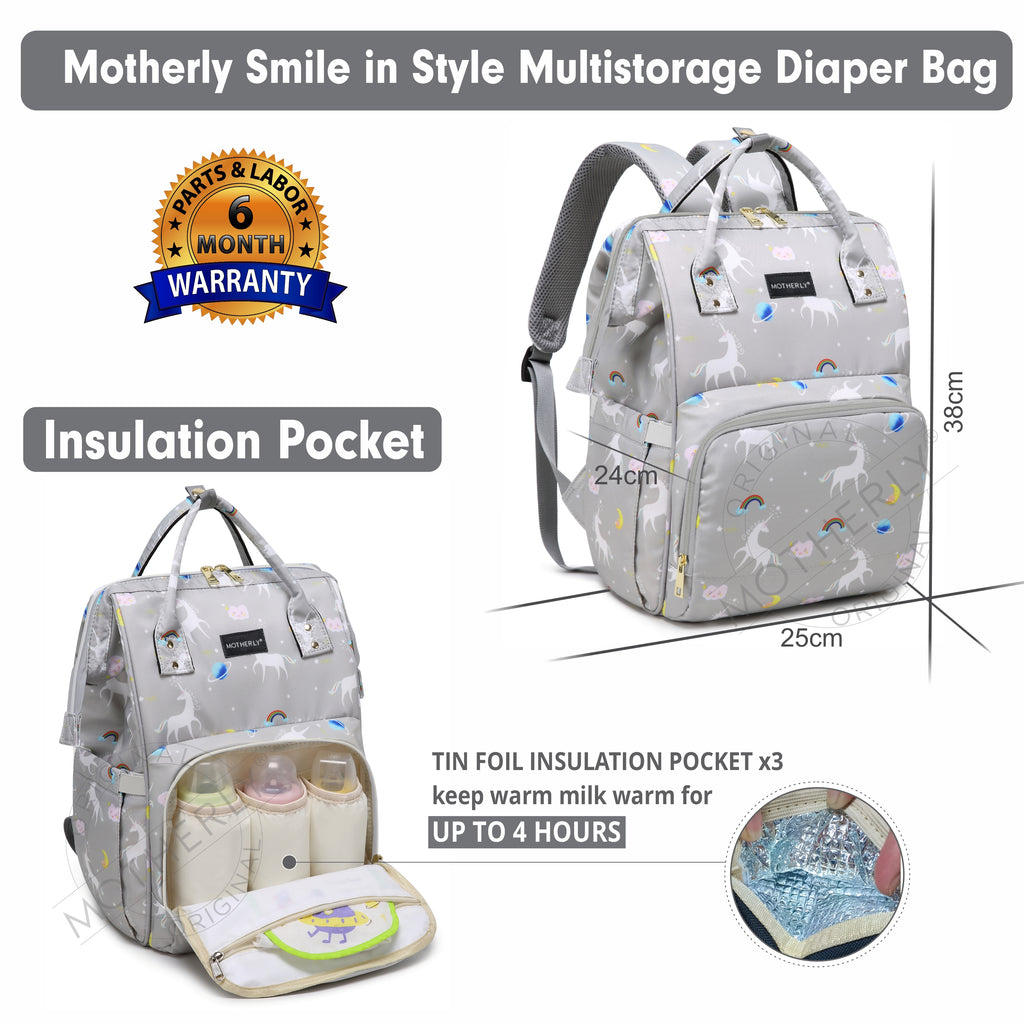 Motherly Elegant Diaper Bag for Mothers for Travel, Maternity Bag for Newborn Baby, Mothers Travelling Bag, Multipocket Water Resistant Baby Bag, Hospital Bag for Moms with Warranty - MOTHERLY