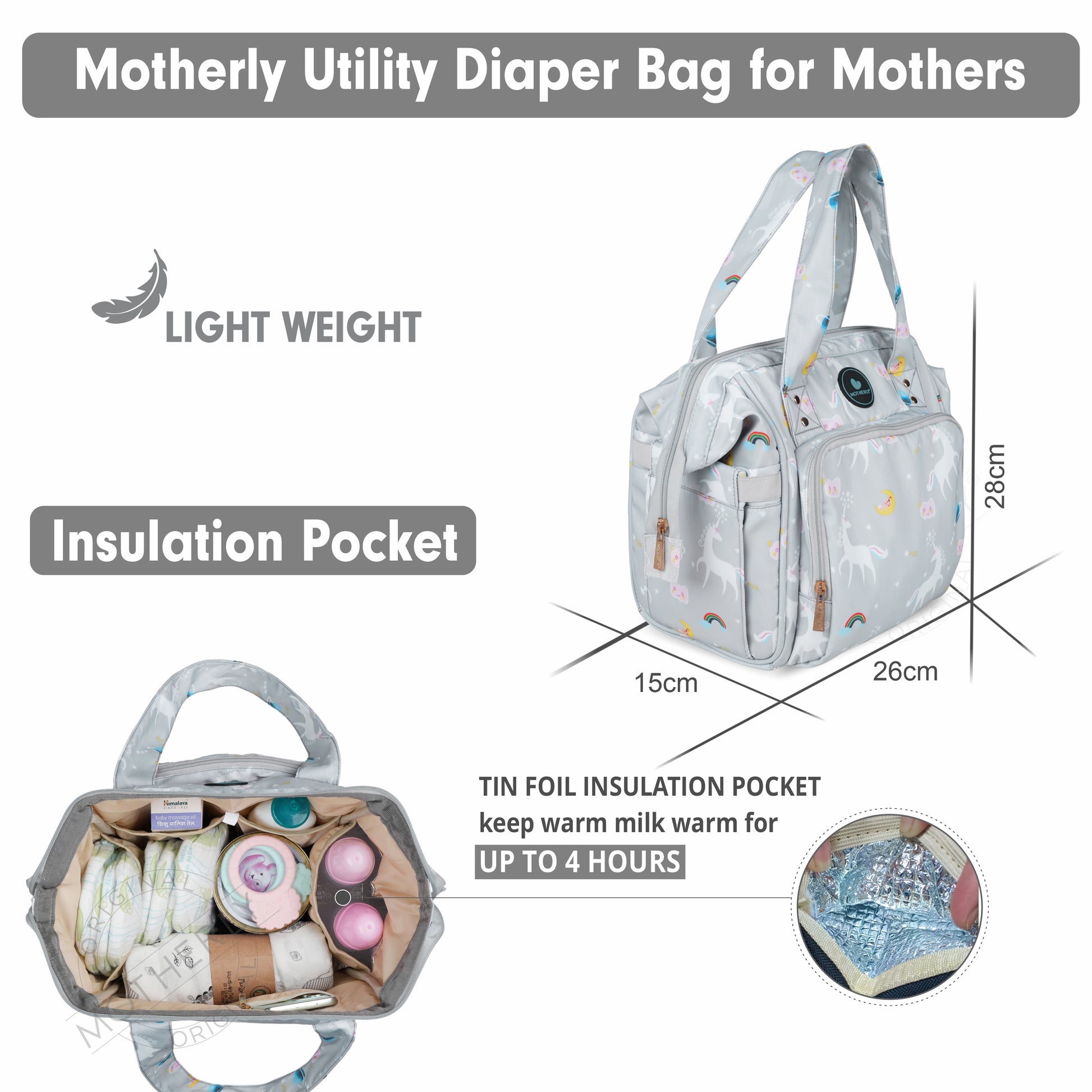 Motherly Mini Diaper Bag for Mothers | Small Diaper handbag for mom for travel - MOTHERLY