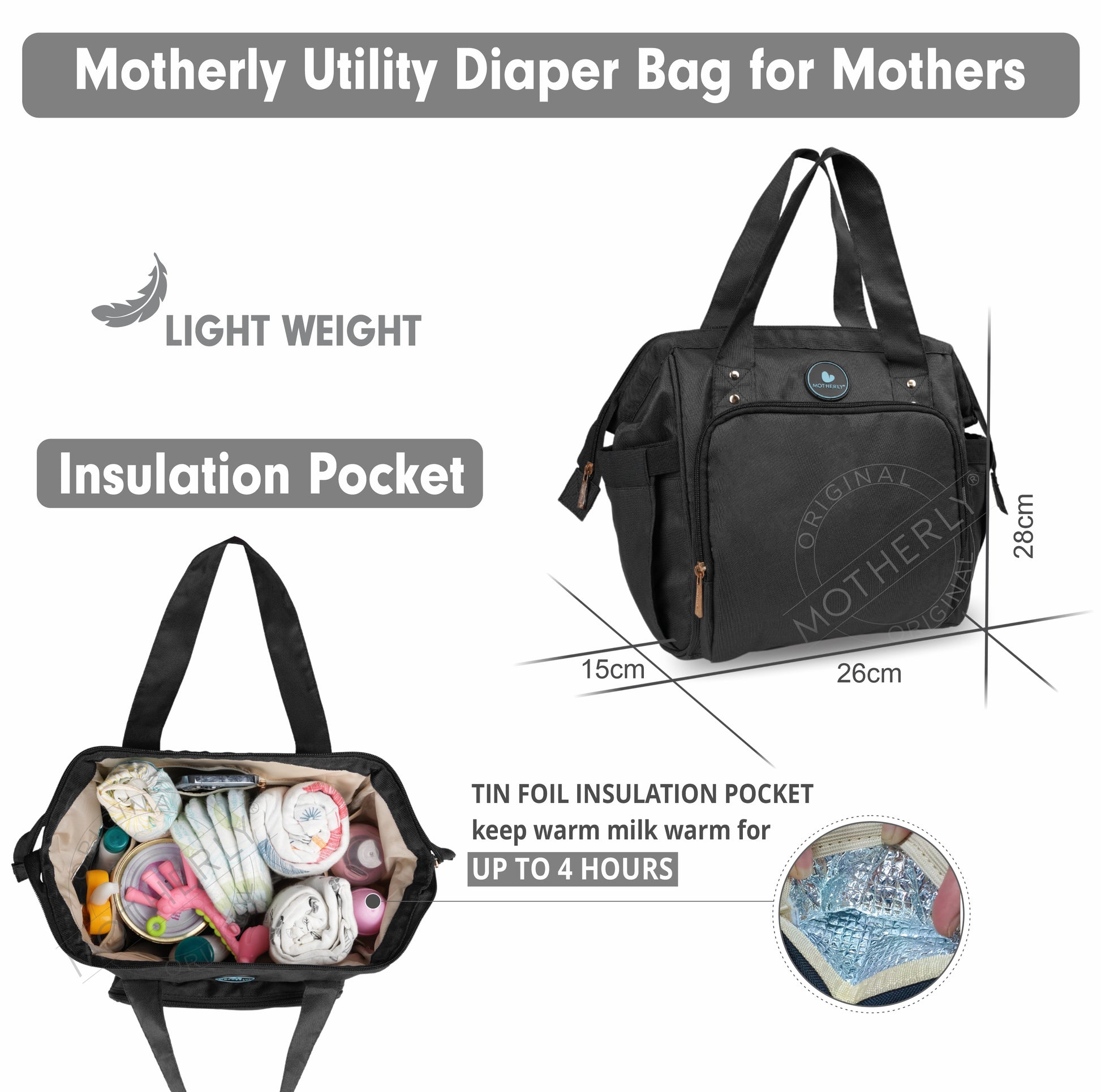 Motherly Mini Diaper Bag for Mothers | Small Diaper handbag for mom for travel - MOTHERLY
