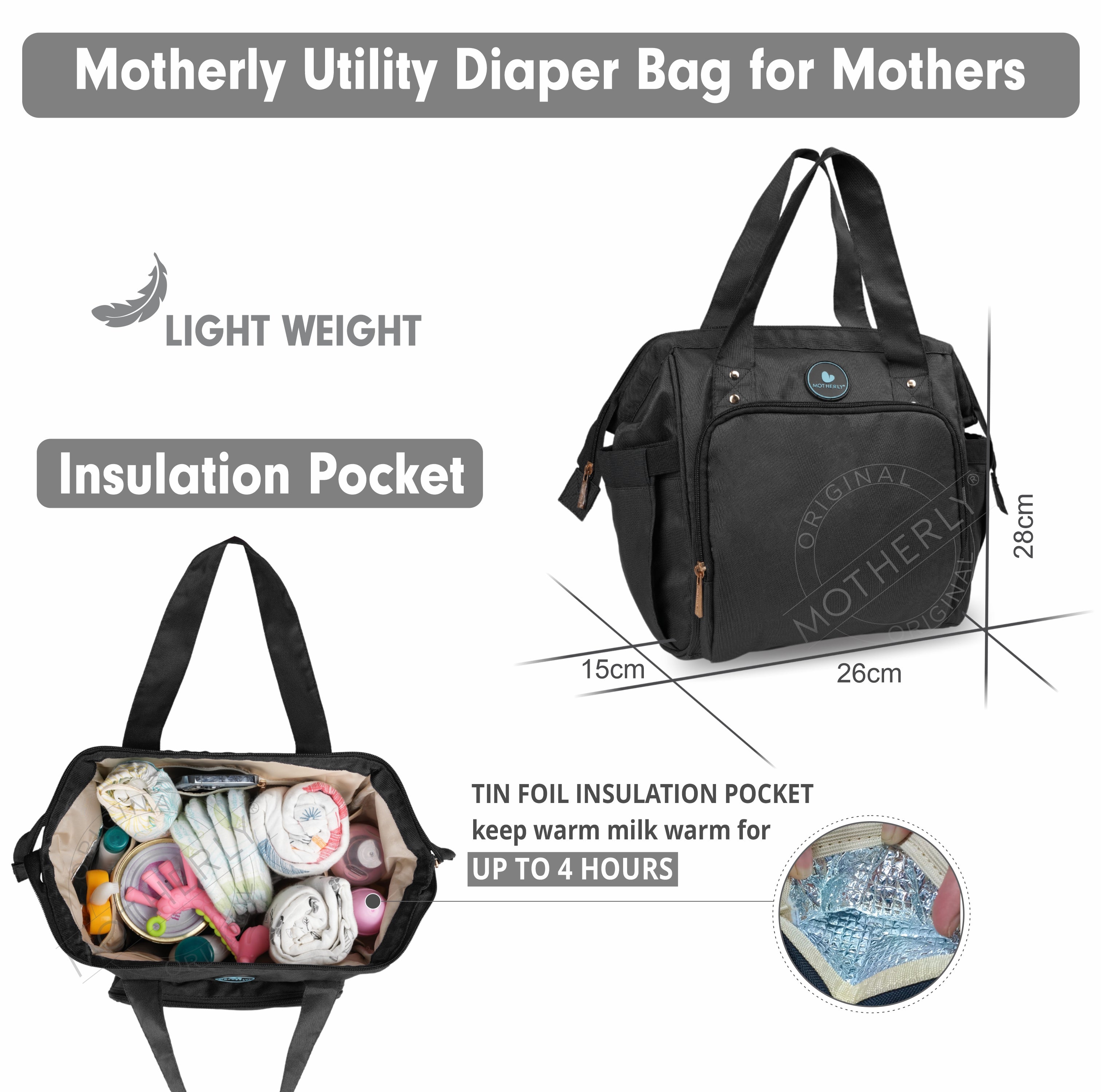 Motherly Mini Diaper Bag for Mothers | Small Diaper handbag for mom for travel - MOTHERLY