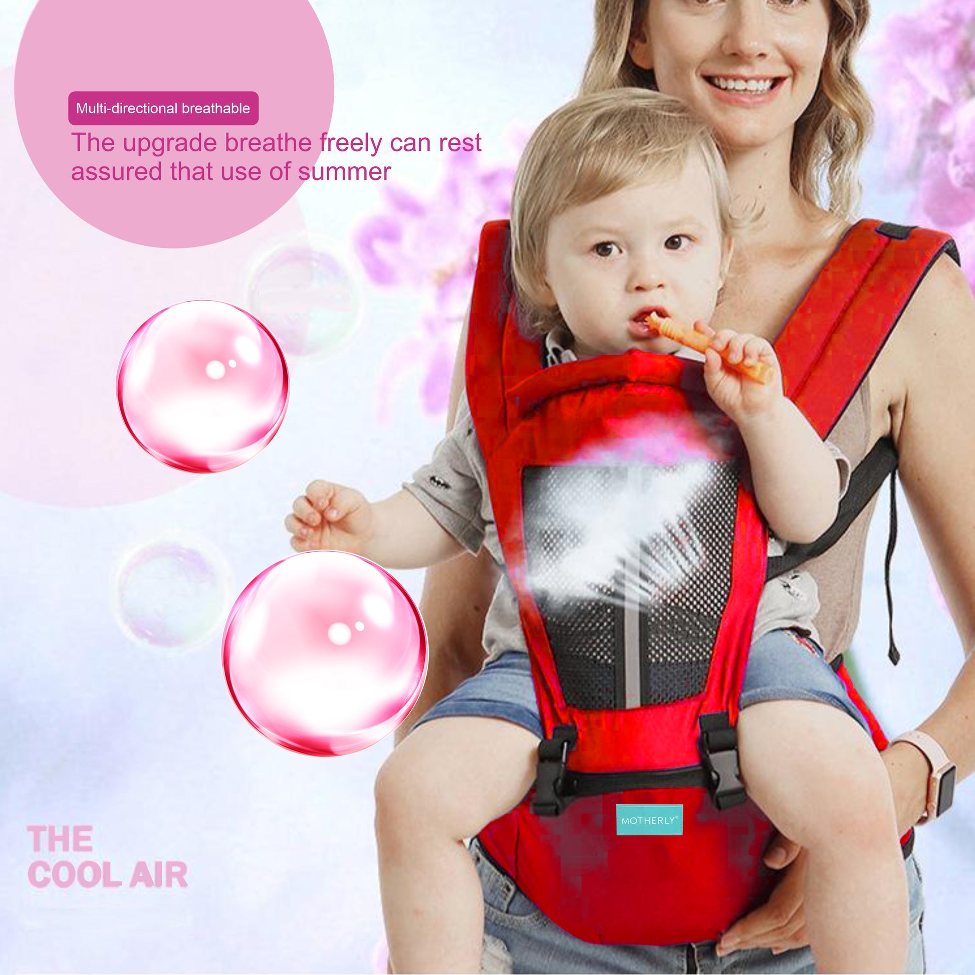 Motherly 2-in-1 Baby Carrier Bag for 6 to 36 Months - Kangaroo Style with Hip Seat for Comfort Carrying - MOTHERLY