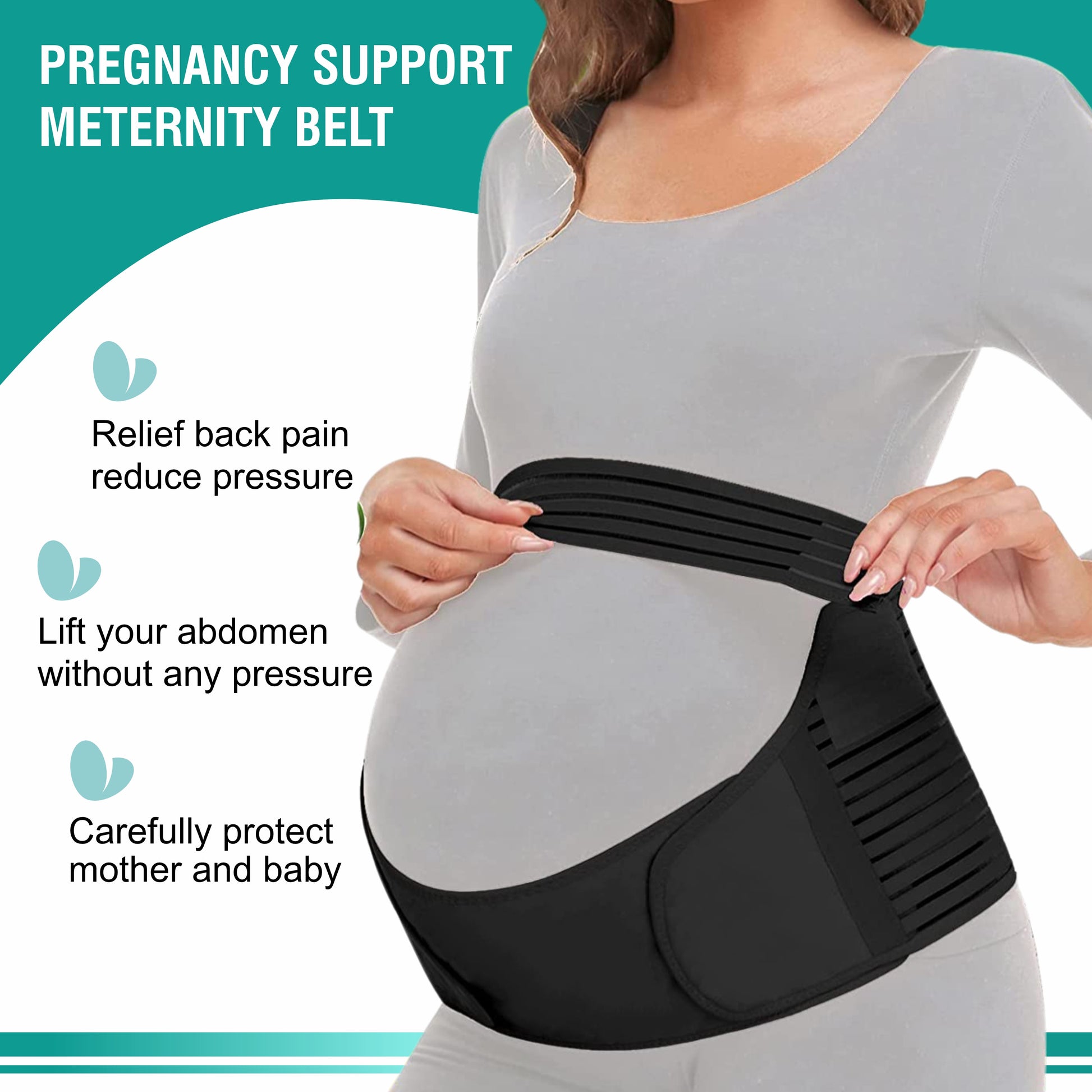 Motherly Maternity Belt for Belly Support, Pregnancy Support Belt Pre Natal-Belly Band, Adjustable & Breathable Waist Support Belt for Pregnancy, Helps in Back Pain, Pre and Postpartum (Medium)