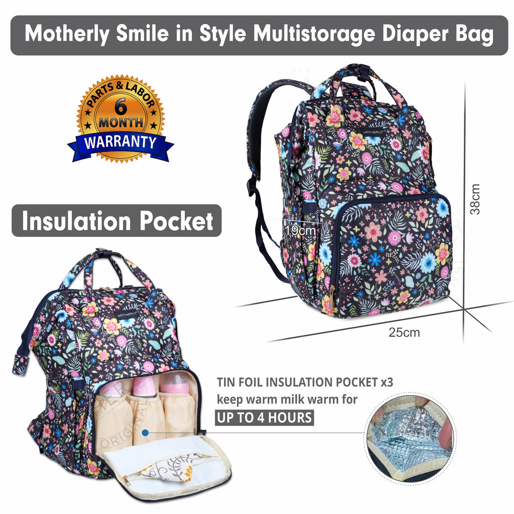 Motherly Elegant Diaper Bag for Mothers for Travel, Maternity Bag for Newborn Baby, Mothers Travelling Bag, Multipocket Water Resistant Baby Bag, Hospital Bag for Moms with Warranty