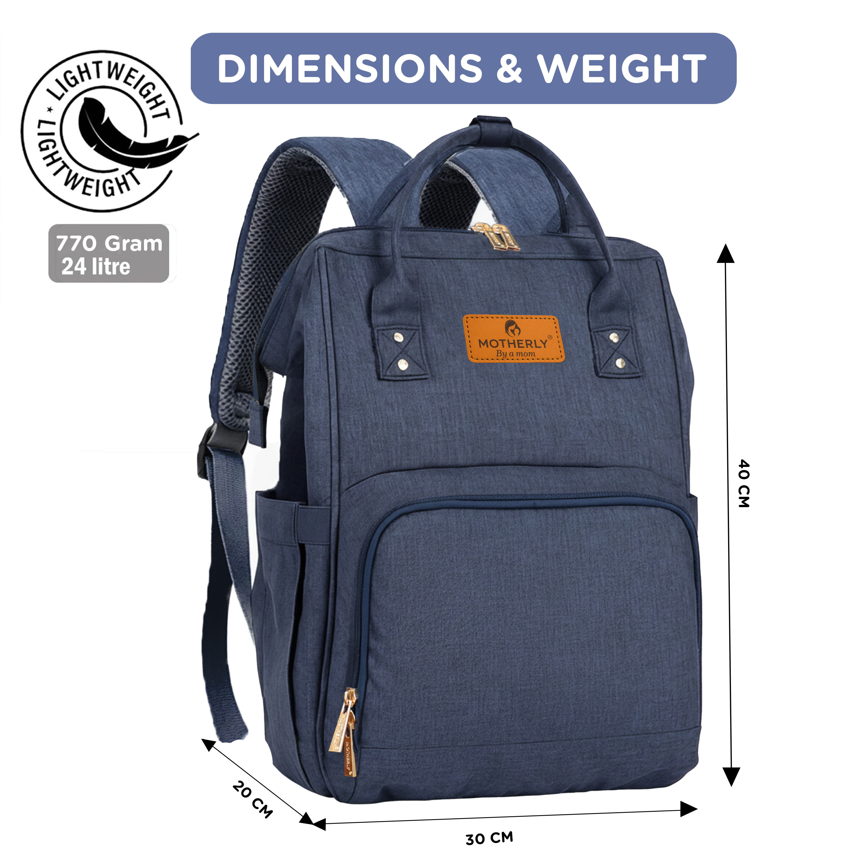 Motherly Crown Diaper Bag for Moms – Water-Resistant Travel & Maternity Bag with Multiple Pockets & 6-Month Warranty