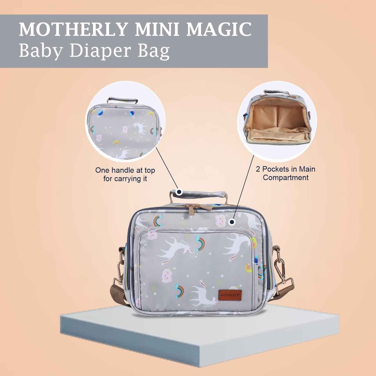 Motherly Mini Diaper Bag for Mothers for Travel | Small Maternity Handbag for Newborn Baby | Mothers Travelling Bag | Multiple Pockets Water Resistant Baby Bag I Hospital Bag for Moms (Unicorn Blue)