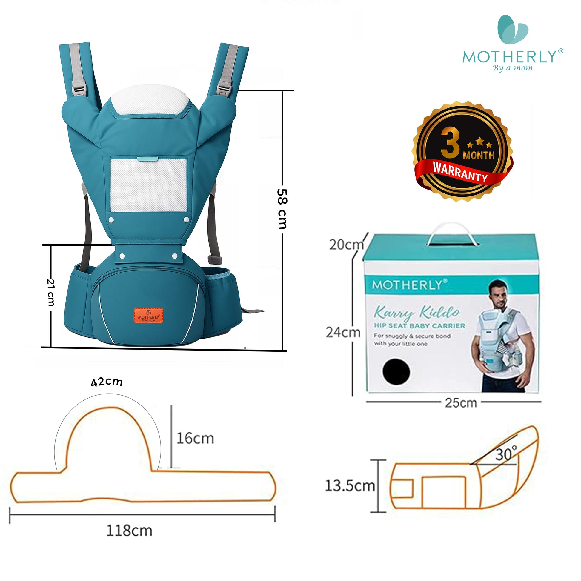 Motherly 6-in-1 Baby Carrier with Hip Seat & Head Support - MOTHERLY