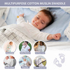 Motherly 100% Cotton Muslin Baby Swaddle | Dreamy Wrap Cozy Swaddle for New Born Baby, Size - 120cm X 120cm (47"x47")