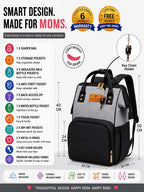 Motherly Crown Diaper Bag for Moms – Water-Resistant Travel & Maternity Bag with Multiple Pockets & 6-Month Warranty