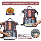 Motherly VivaLuxe Baby Bag for Mother Travel with Warranty/Diaper Bag with Insulated Baby Bottle Pocket/Diaper Bag for Mothers for Travel with Multi Compartments, Diaper Bags for Mom (Black)