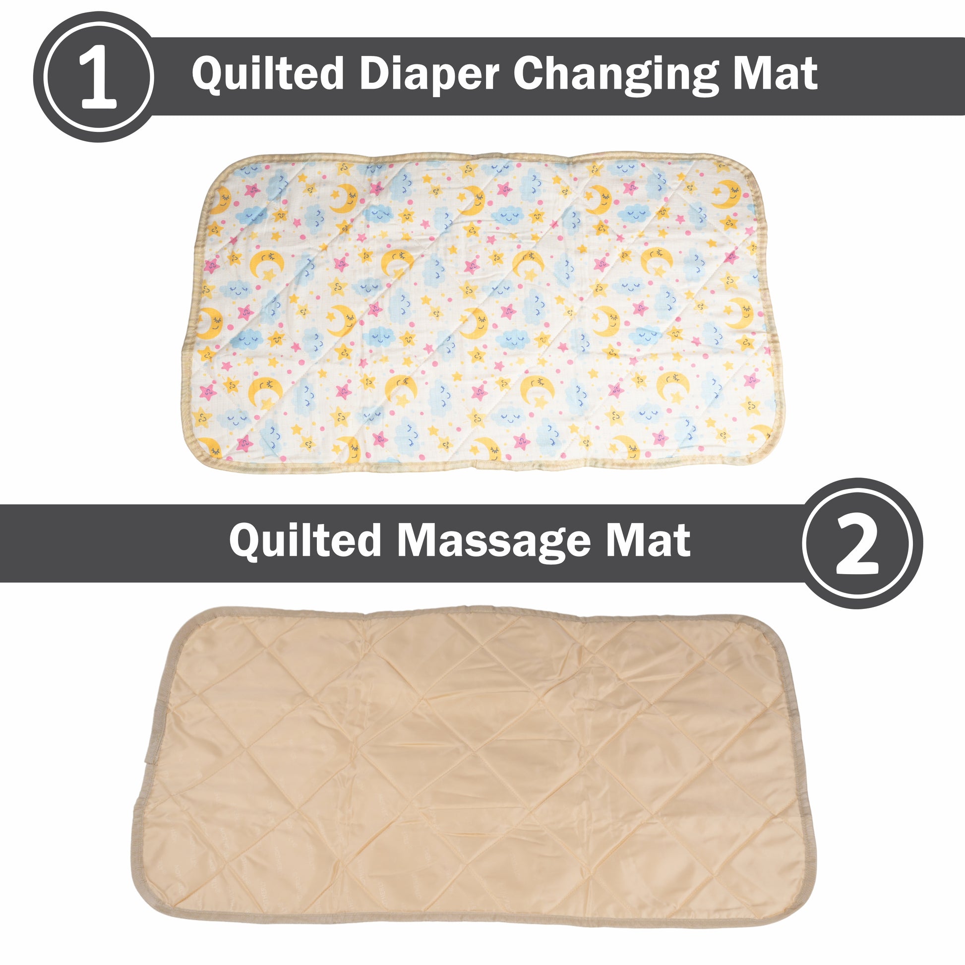 Motherly Combo Baby Diaper Changing mat and Oil Massage mat (Set of 2, 42 x 72 CM, 0-12 Months) - MOTHERLY