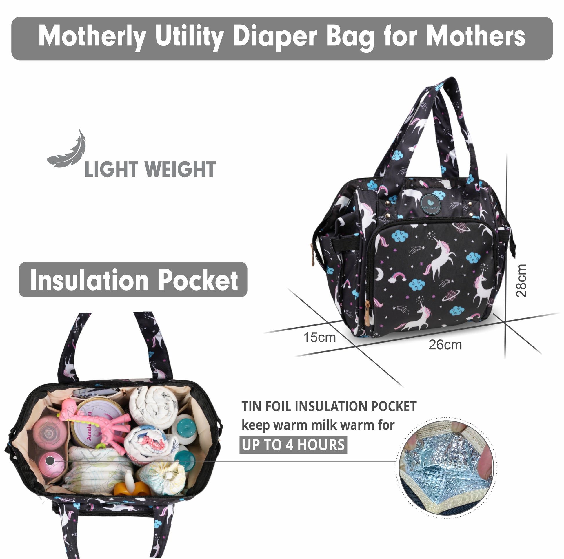 Motherly Mini Diaper Bag for Mothers | Small Diaper handbag for mom for travel - MOTHERLY