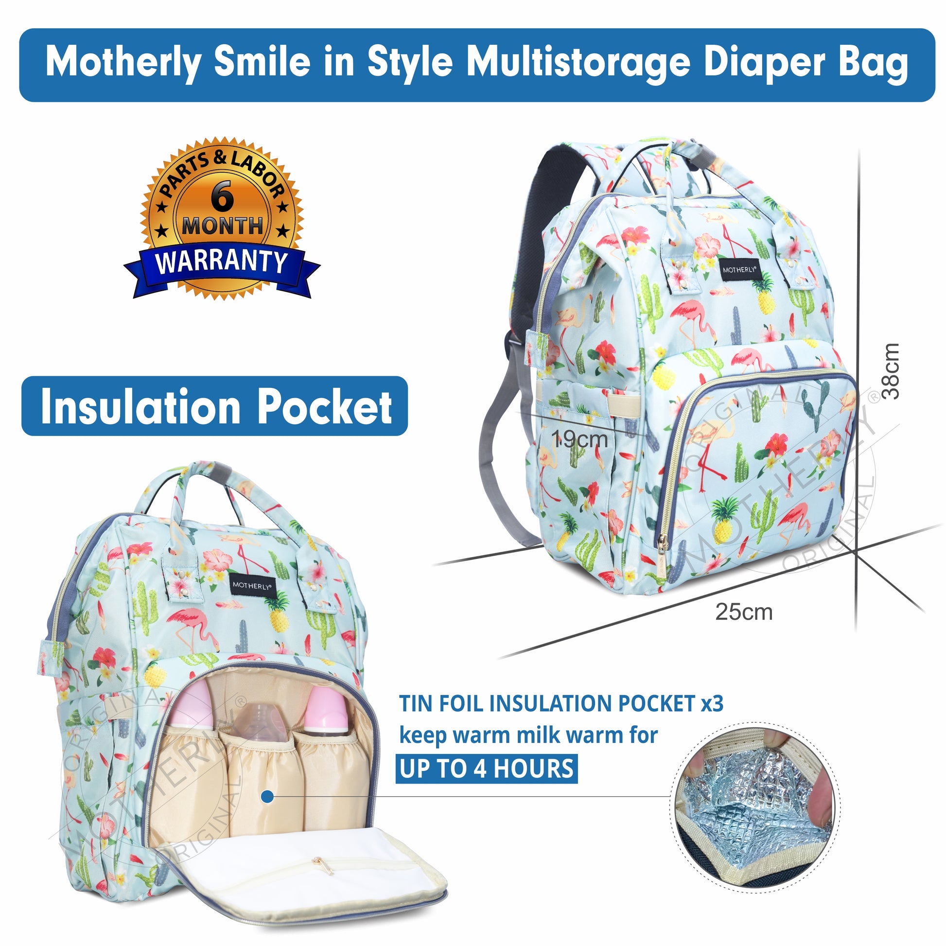 Motherly Elegant Diaper Bag for Mothers for Travel, Maternity Bag for Newborn Baby, Mothers Travelling Bag, Multipocket Water Resistant Baby Bag, Hospital Bag for Moms with Warranty