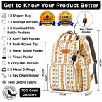 Motherly Patented Diaper Bag Backpack for Moms | Waterproof Baby Travel & Maternity Bag | Spacious Nappy Bag with Multiple Compartments, Insulated Bottle Pockets & Warranty (VivaLuxe Series)