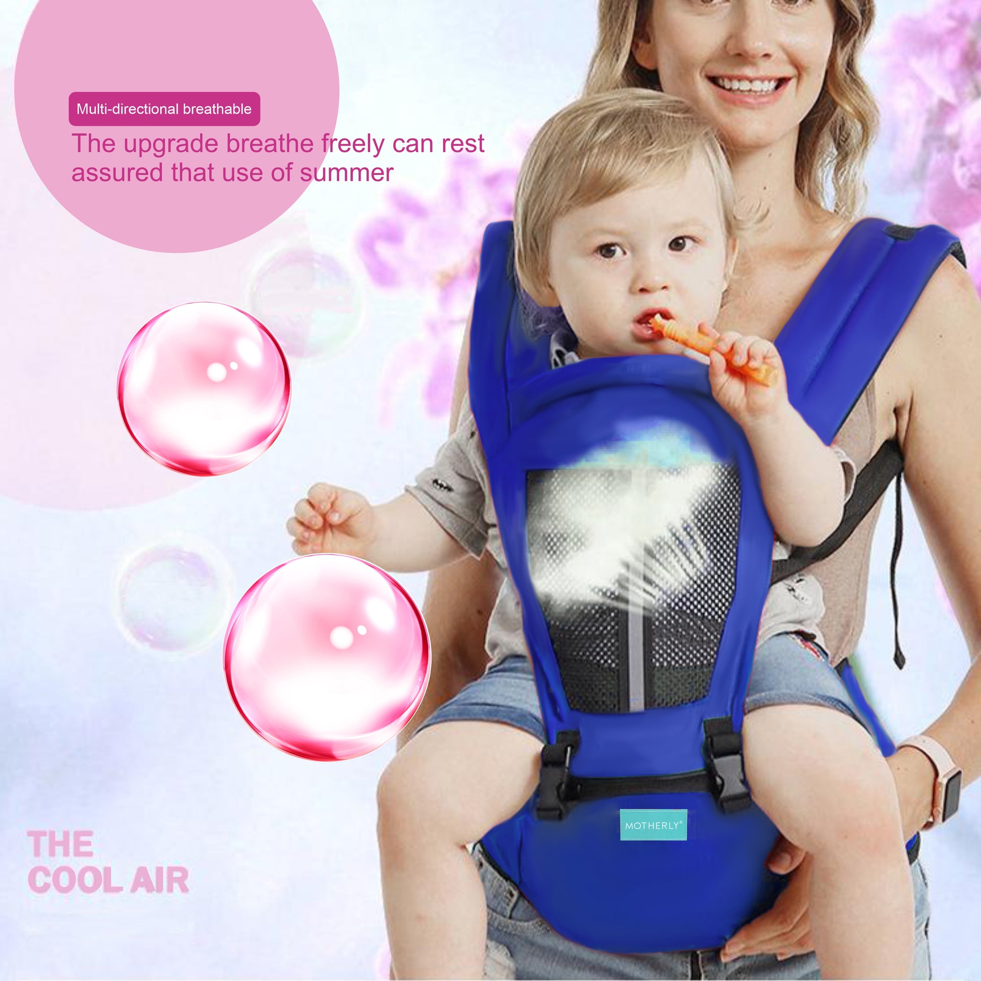 Motherly 2-in-1 Baby Carrier Bag for 6 to 36 Months - Kangaroo Style with Hip Seat for Comfort Carrying - MOTHERLY
