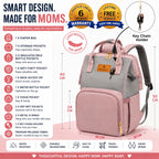 Motherly Crown Melange Fabric Diaper Bag for Travel & Maternity, Multipocket Water-Resistant Hospital Organizer for Newborn Moms with Warranty