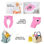 Motherly Perry Porter Travel Friendly Foldable Potty Trainer Seat Cover for Babies Toilet Training (Pink)