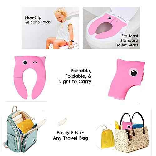 Motherly Perry Porter Travel Friendly Foldable Potty Trainer Seat Cover for Babies Toilet Training (Pink)