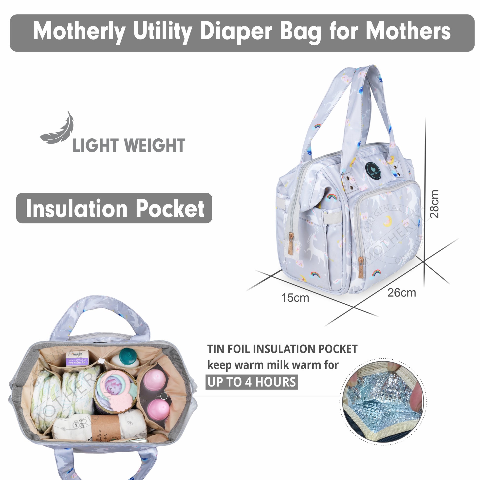 Motherly Mini Diaper Bag for Mothers | Small Diaper handbag for mom for travel - MOTHERLY