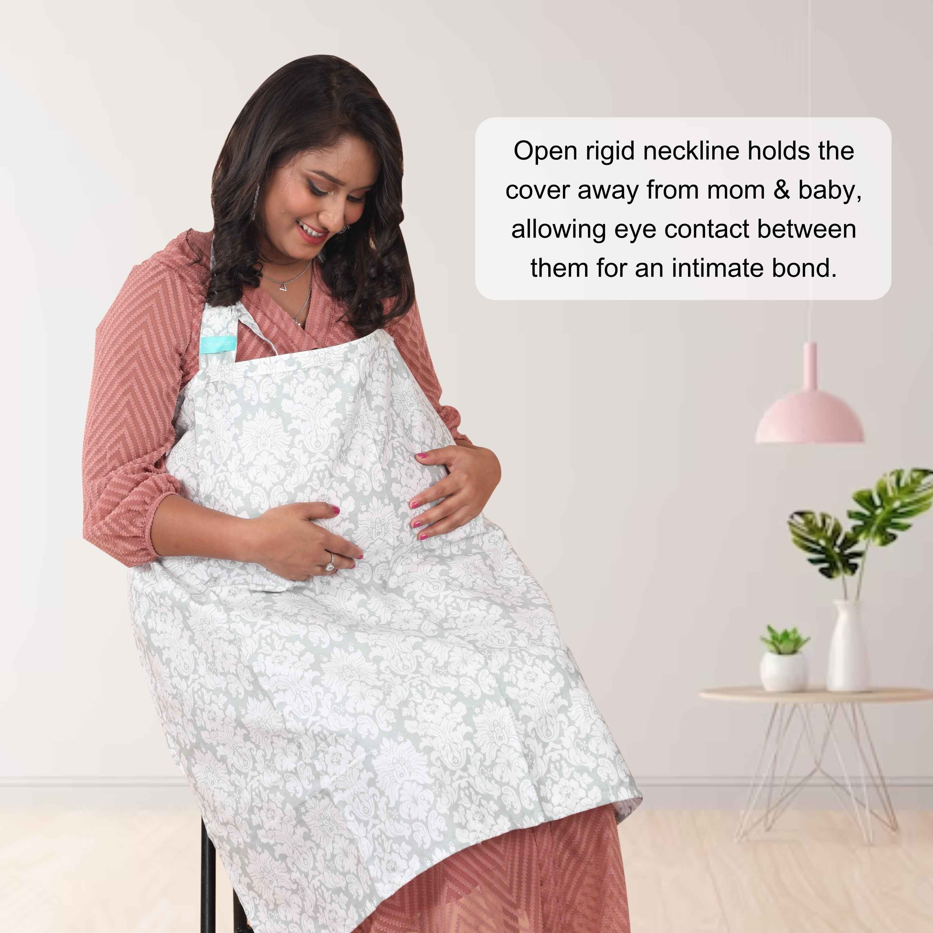 Care Cave Nursing Scarf - Gray/White Flower Print