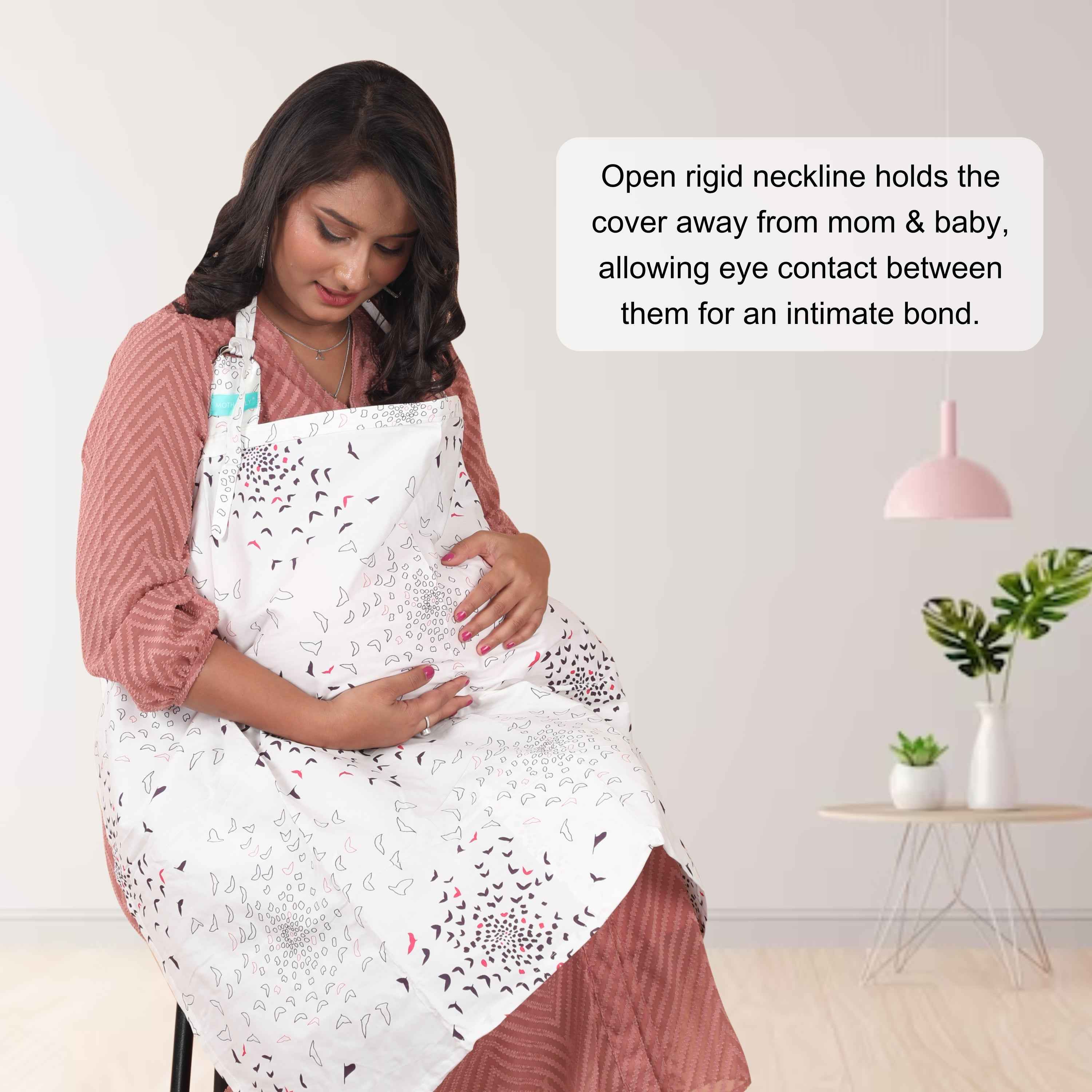 Care Cave Nursing Scarf - Black/Red Birds Print