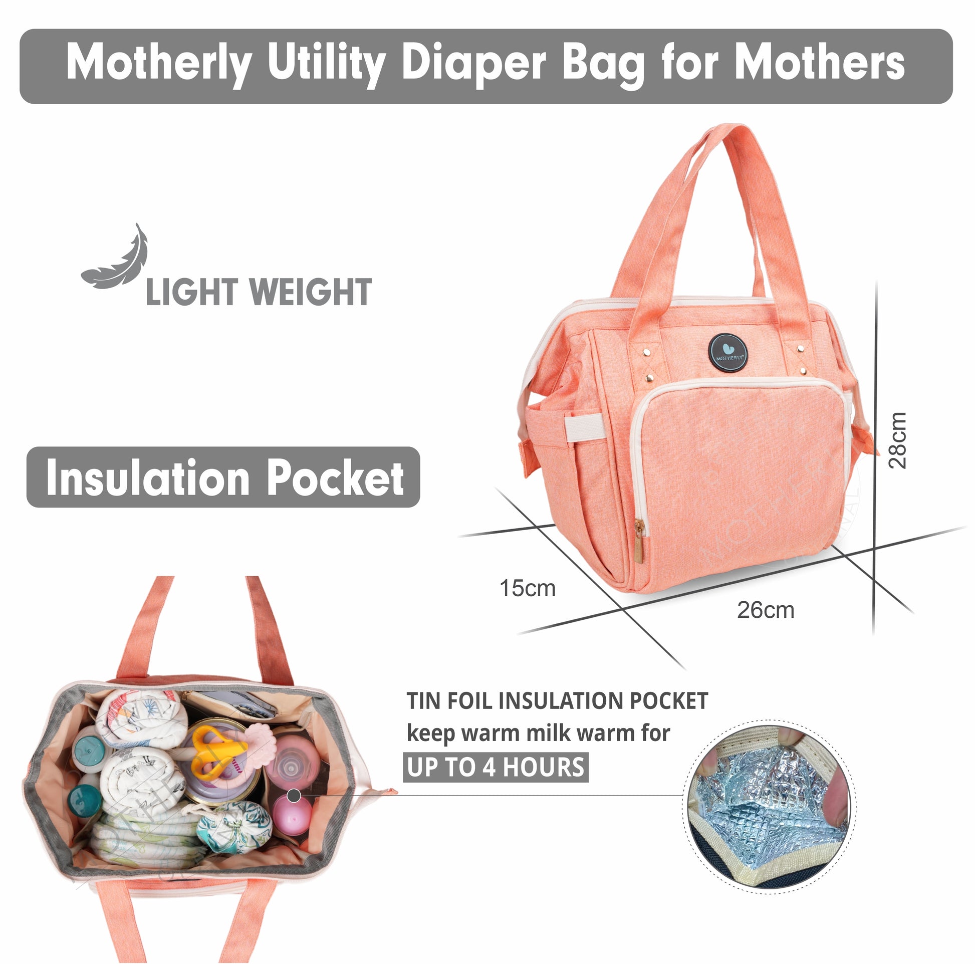 Motherly Mini Diaper Bag for Mothers | Small Diaper handbag for mom for travel - MOTHERLY