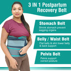 Motherly 3 In 1 Postpartum Recovery Belt (Fit From 30 Inch To 46 Inches Of Waist),One Size - MOTHERLY