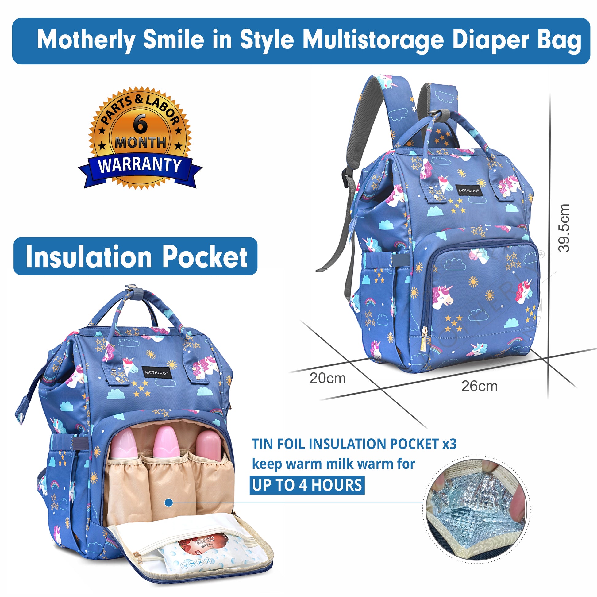 Motherly Elegant Diaper Bag for Mothers for Travel, Maternity Bag for Newborn Baby, Mothers Travelling Bag, Multipocket Water Resistant Baby Bag, Hospital Bag for Moms with Warranty