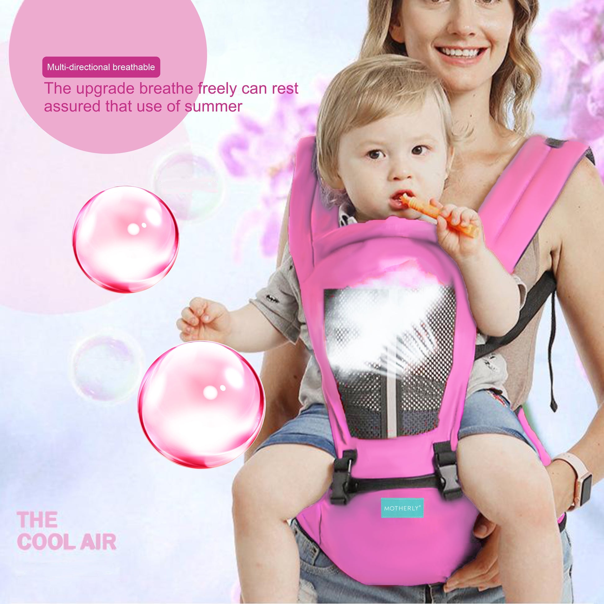 Motherly 2-in-1 Baby Carrier Bag for 6 to 36 Months - Kangaroo Style with Hip Seat for Comfort Carrying - MOTHERLY