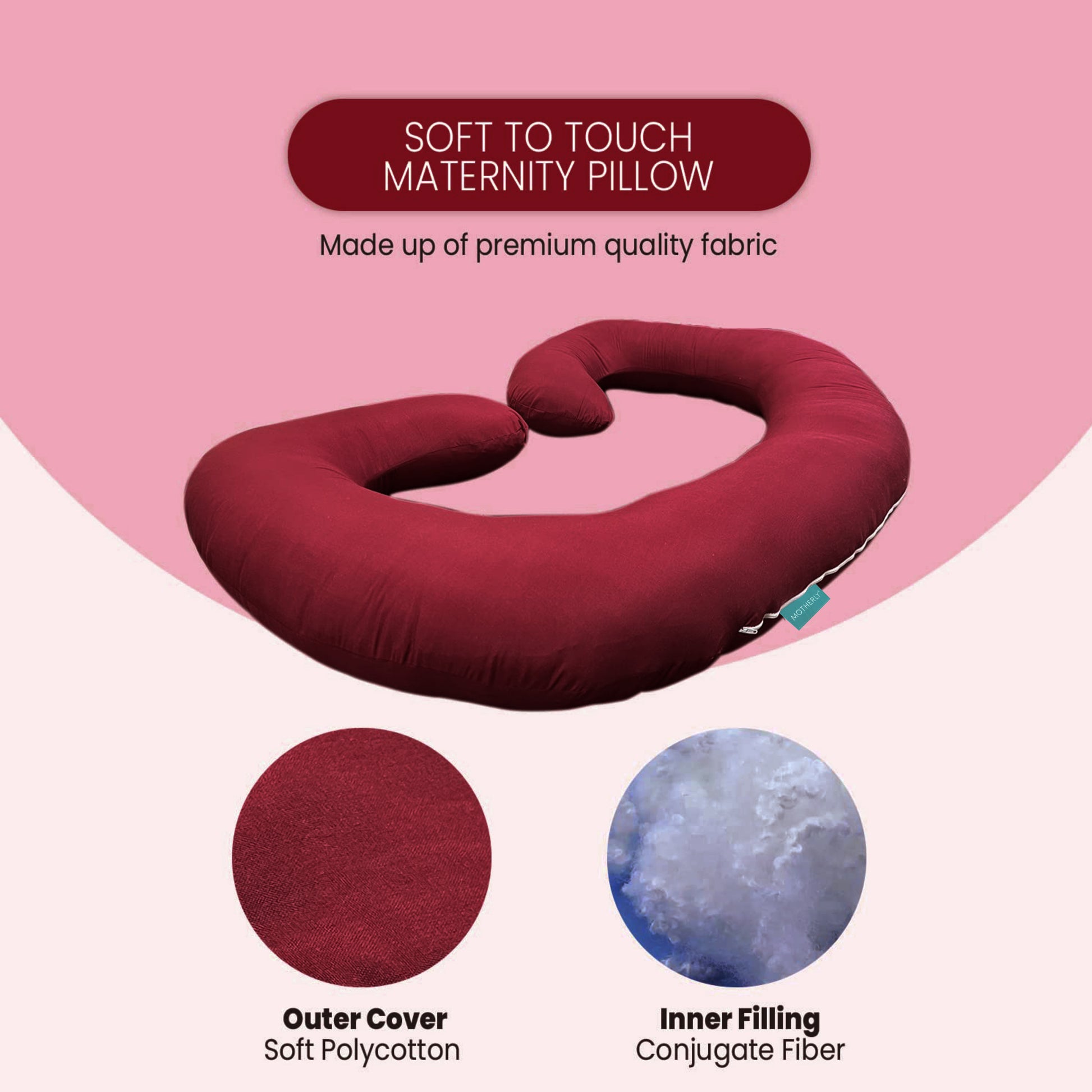 Motherly Maternity Pillows for Pregnancy Sleeping | Maternity Pillow for Pregnant Women (Dark Pink) - MOTHERLY