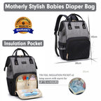 Motherly Crown Diaper Bag for Mothers for Travel with Mat, Stroller Hook, Bottle Cover/Multipocket Baby Bag/Water-resistant Diaper bags for mom/Maternity Bags for Mother and Baby - MOTHERLY