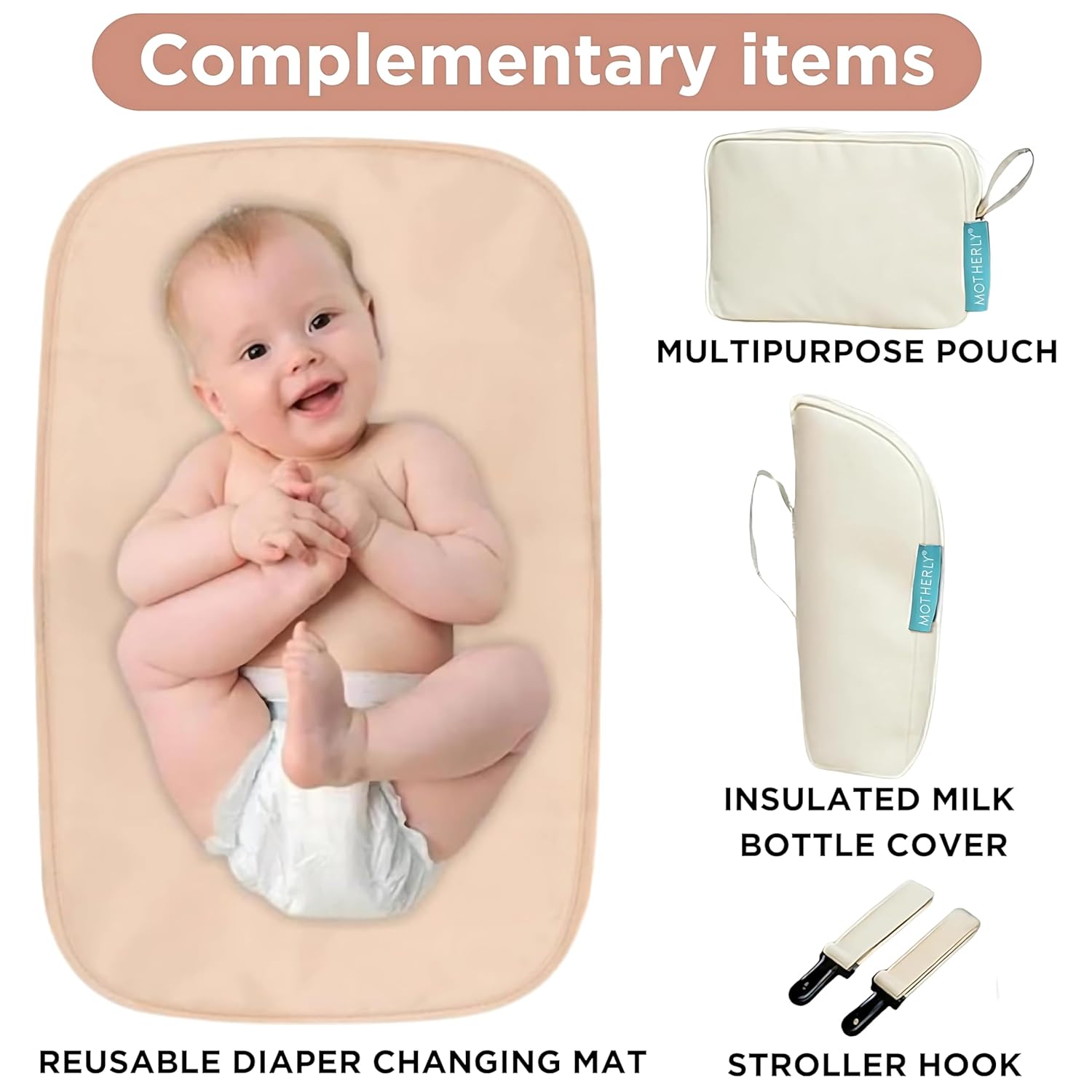 Motherly Envy Diaper Bag for Mothers for Travel With Accessories | Spacious And Waterproof Diaper Bags for Mom | baby bag for mother travel | Maternity Bags for Mother - MOTHERLY