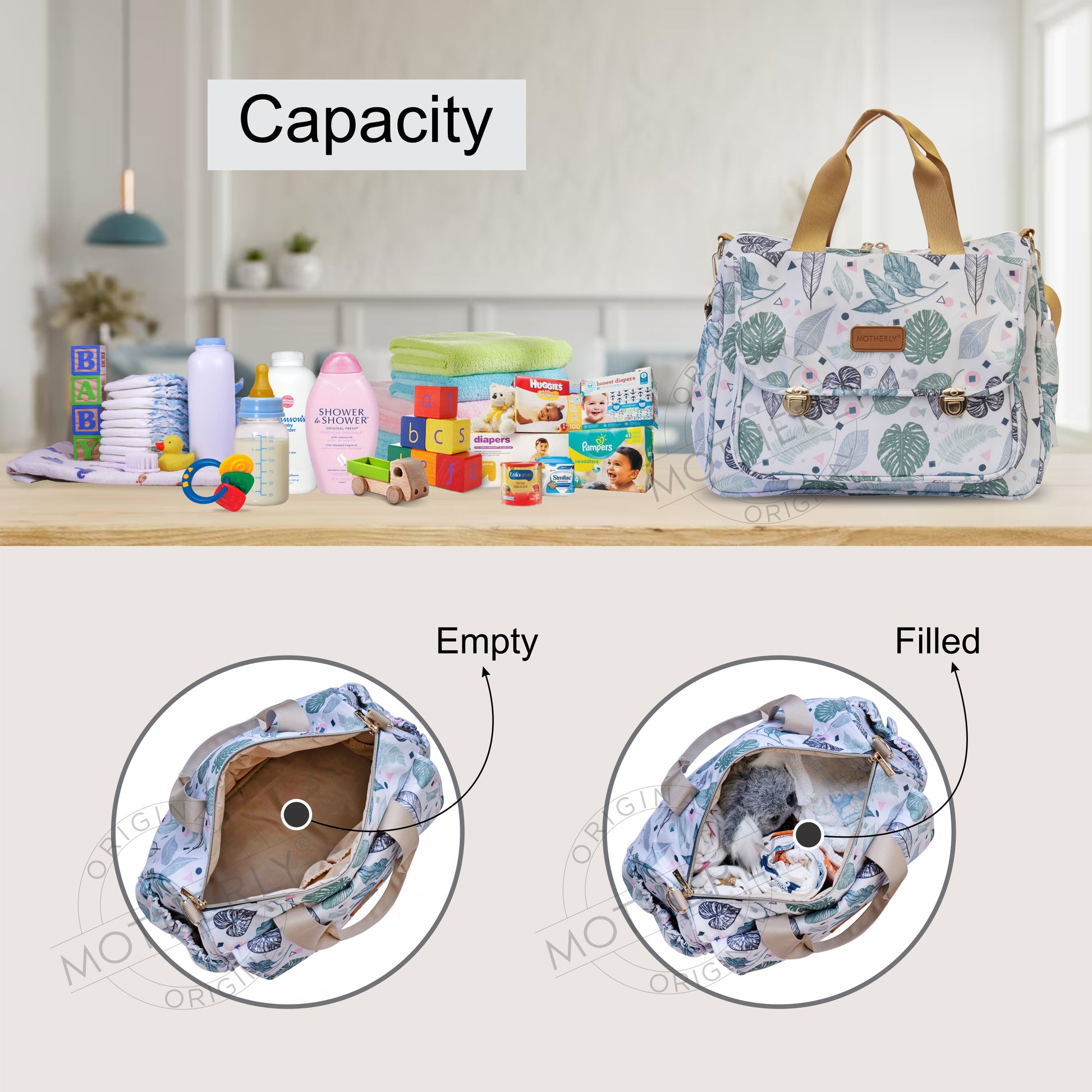 Motherly Glory Tote Diaper Bag for Mothers for Travel, Maternity Bag for Newborn Baby, Mothers Travelling Bag, Multiple Pocket Water Resistant Baby Bag, Hospital Bag for moms - MOTHERLY