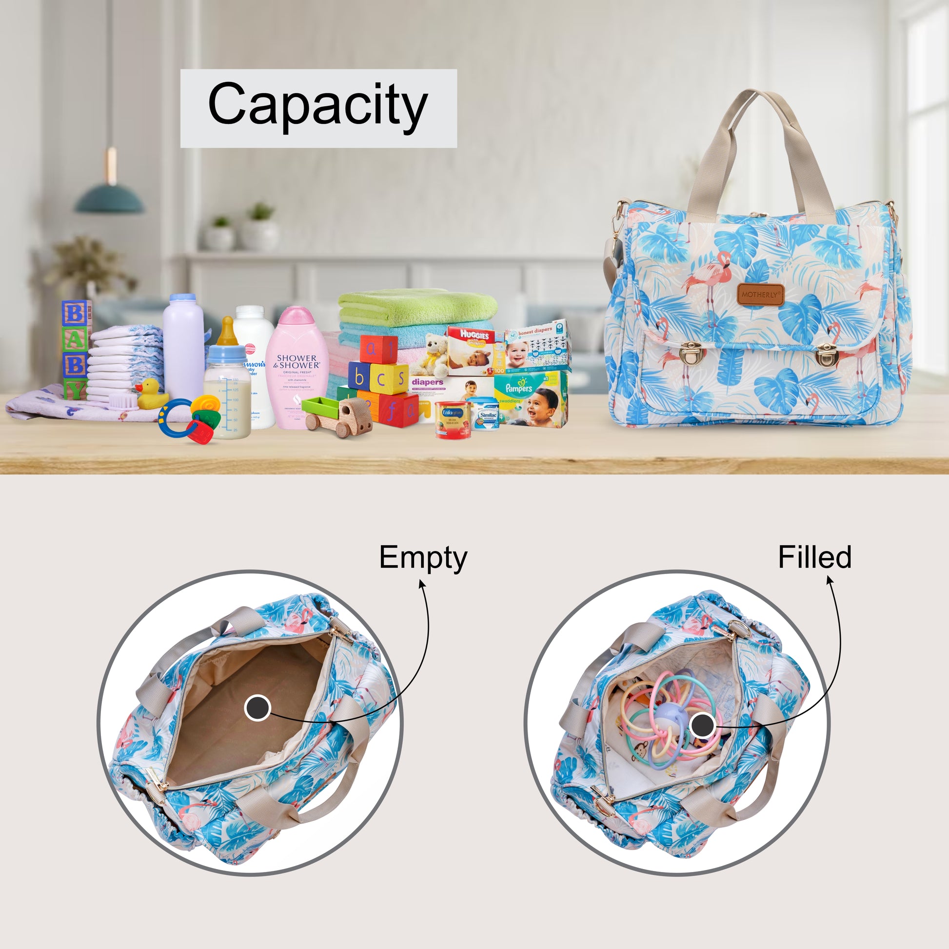 Motherly Glory Tote Diaper Bag for Mothers for Travel, Maternity Bag for Newborn Baby, Mothers Travelling Bag, Multiple Pocket Water Resistant Baby Bag, Hospital Bag for moms - MOTHERLY
