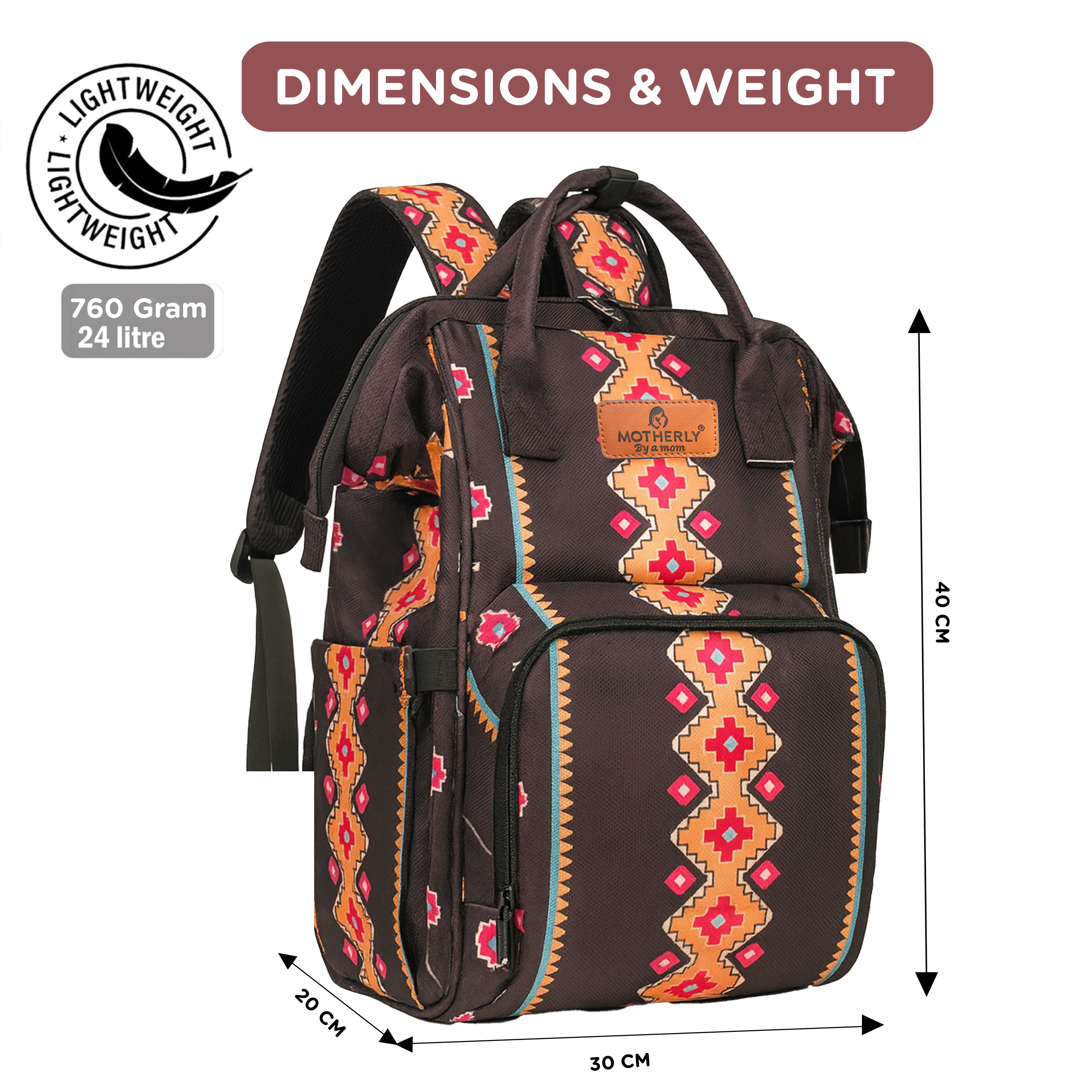 Motherly VivaLuxe Baby Bag for Mother Travel with Warranty/Diaper Bag with Insulated Baby Bottle Pocket/Diaper Bag for Mothers for Travel with Multi Compartments, Diaper Bags for Mom (Black)