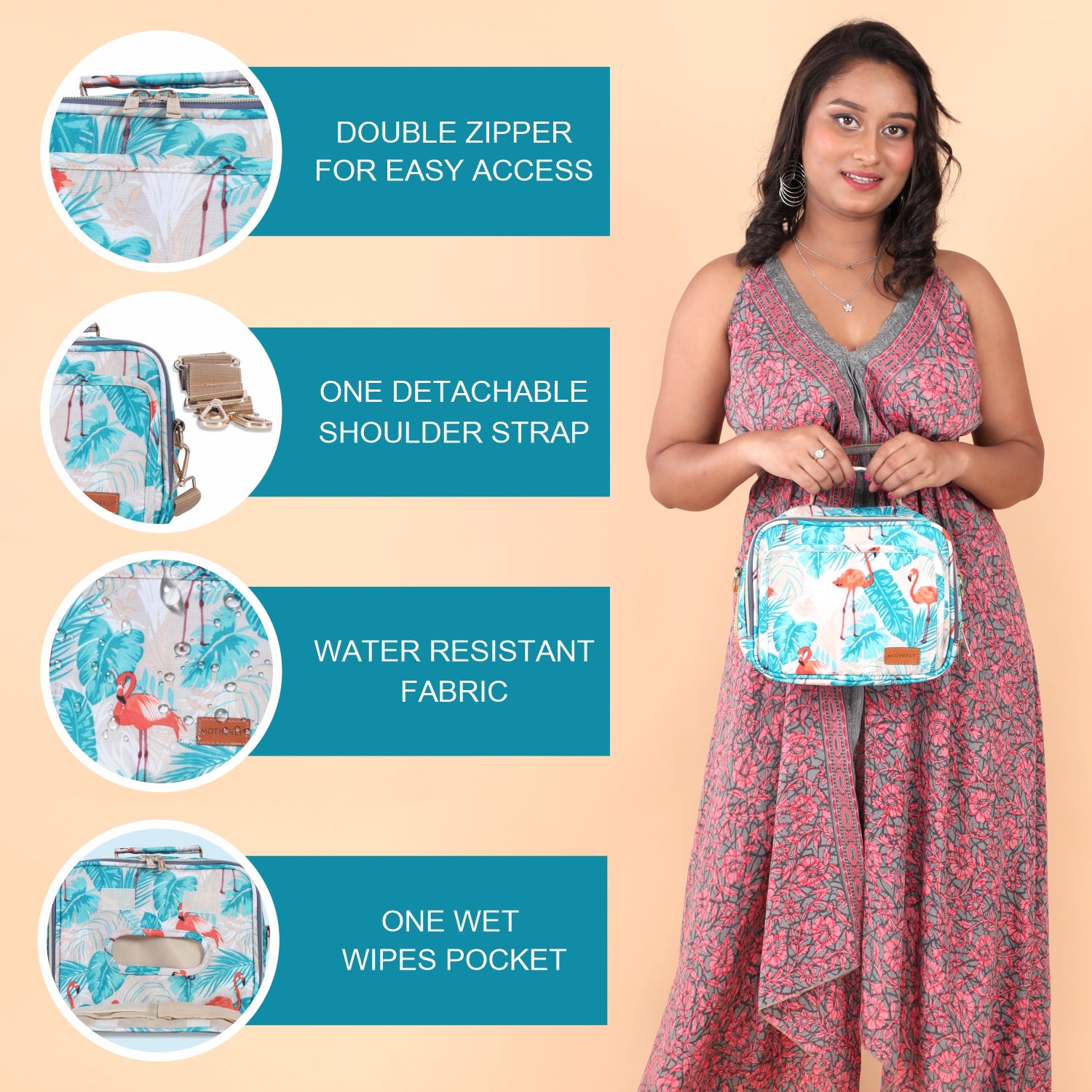 Motherly Mini Diaper Bag for Moms (Unicorn Blue) – Water-Resistant Travel & Maternity Handbag with Multiple Pockets