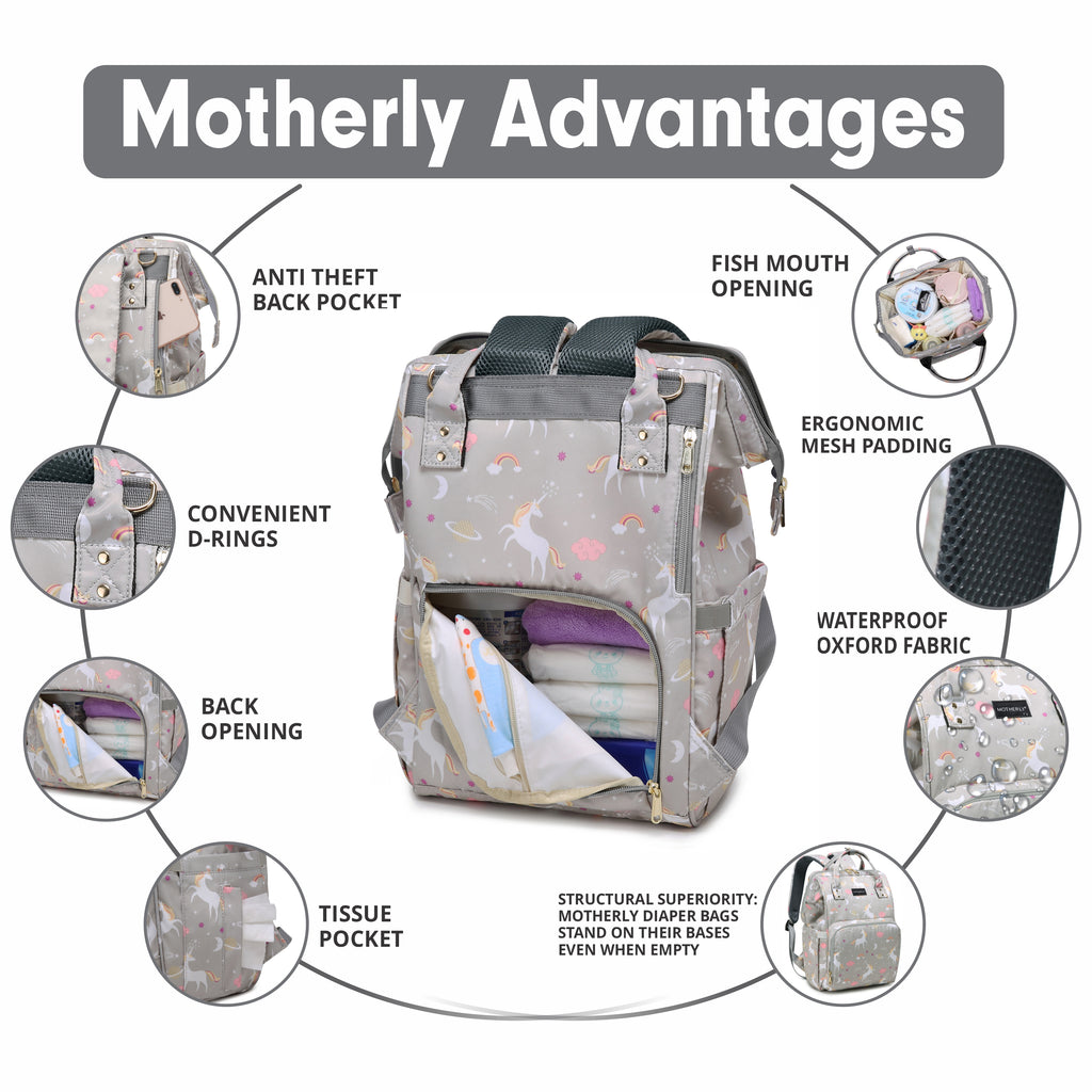 Motherly Elegant Diaper Bag for Mothers for Travel, Maternity Bag for Newborn Baby, Mothers Travelling Bag, Multipocket Water Resistant Baby Bag, Hospital Bag for Moms with Warranty