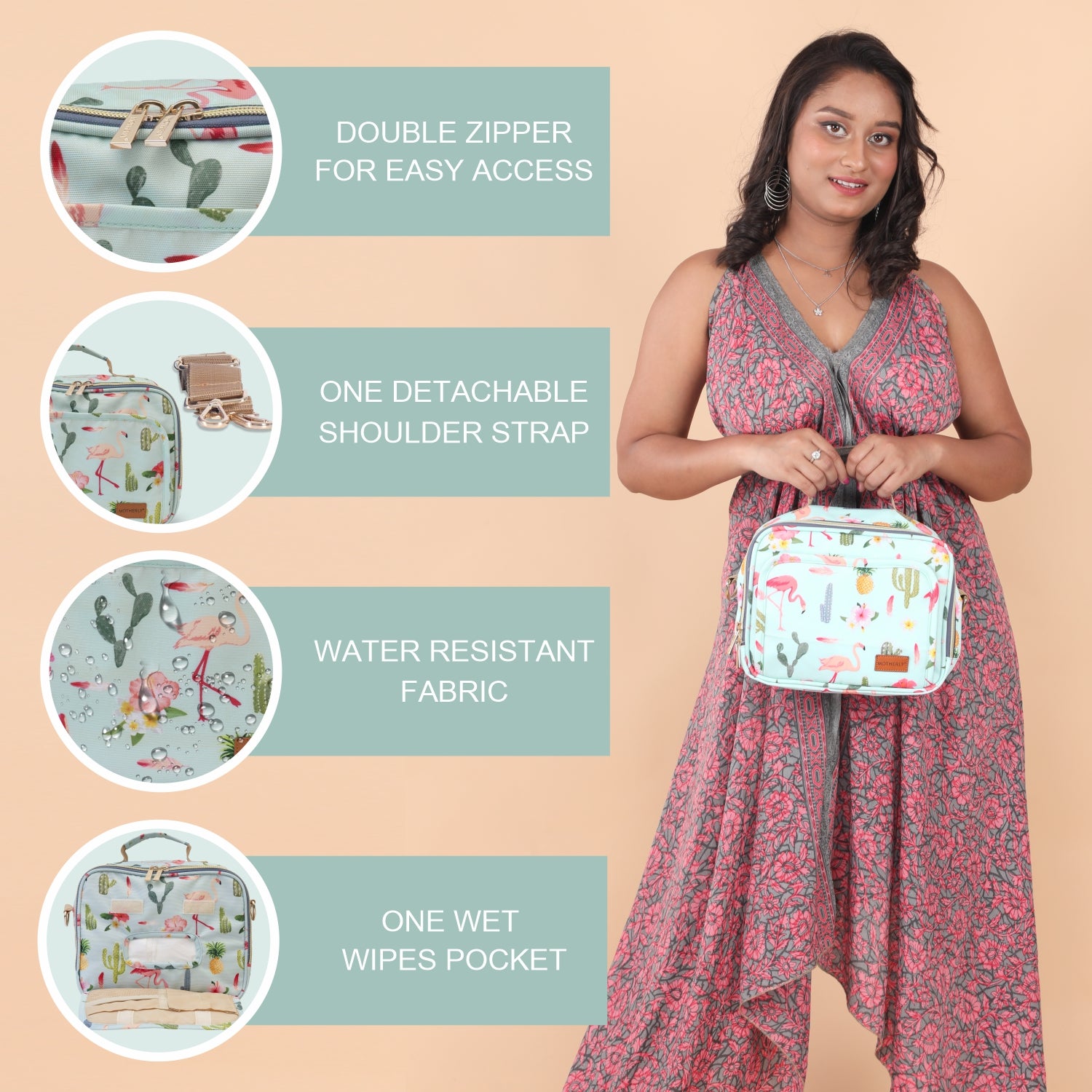 Motherly Mini Diaper Bag for Moms (Unicorn Blue) – Water-Resistant Travel & Maternity Handbag with Multiple Pockets