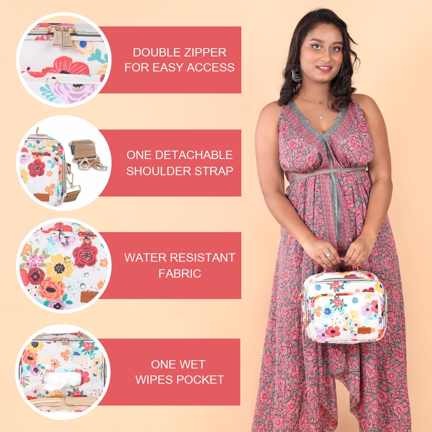 Motherly Mini Diaper Bag for Moms (Unicorn Blue) – Water-Resistant Travel & Maternity Handbag with Multiple Pockets