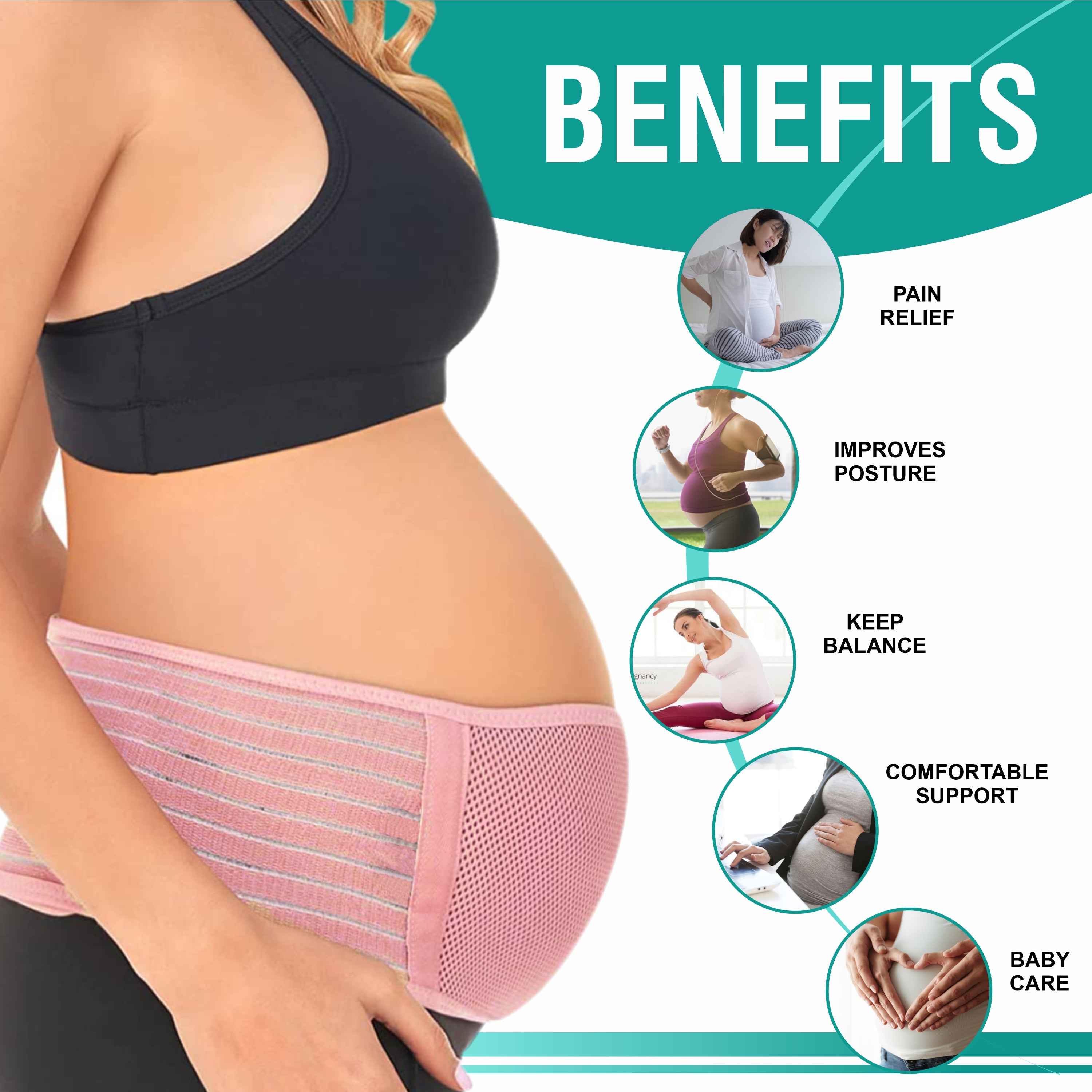Motherly Maternity Belly Support Belt (Pre-Pregnancy-Type1, Grey, Free Size)