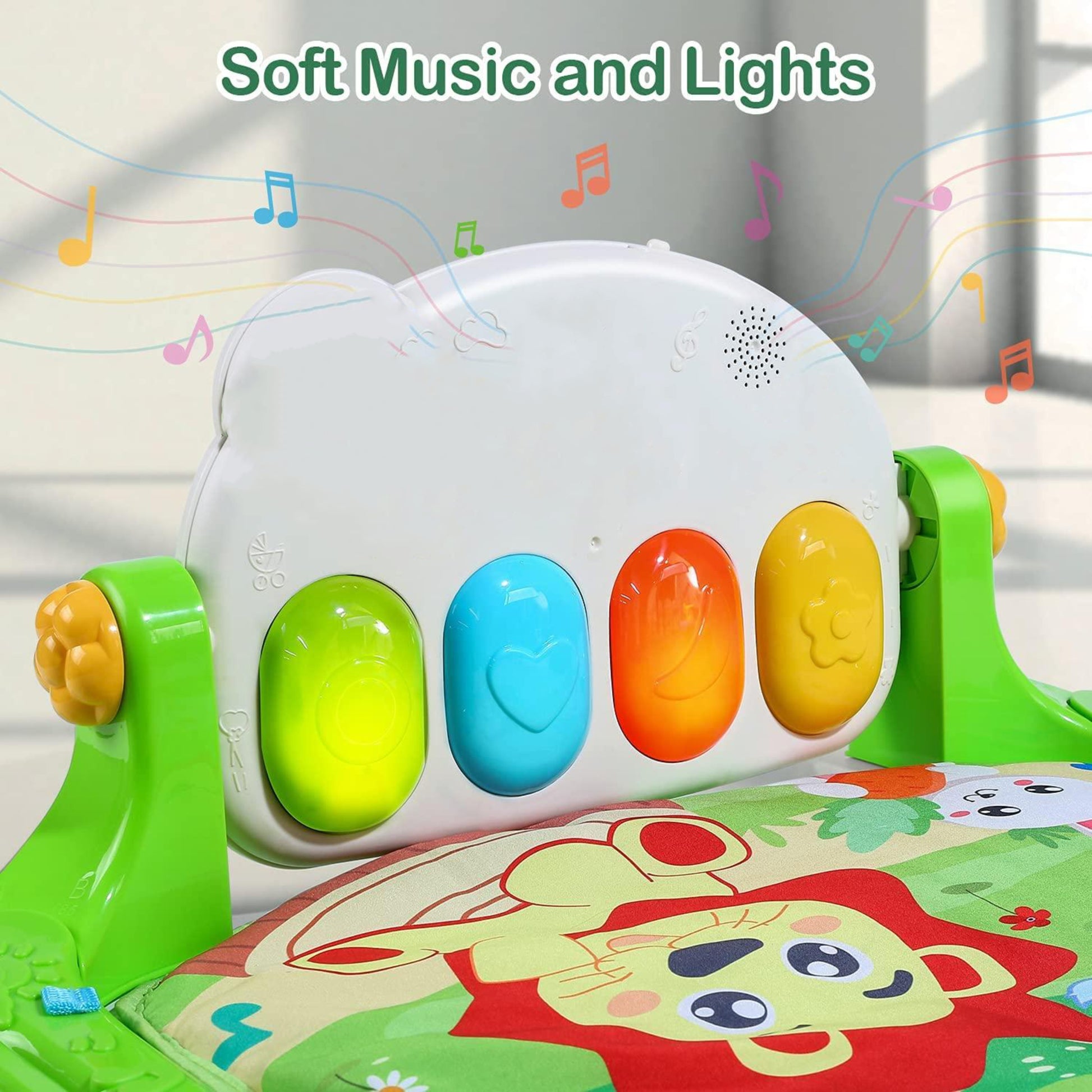 Motherly Musical Keyboard Baby Play Mat Gym with Colorful Piano and Fitness Rack - MOTHERLY