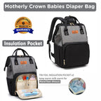 Motherly Crown Diaper Bag for Moms – Water-Resistant Travel & Maternity Bag with Mat, Bottle Cover & Stroller Hooks