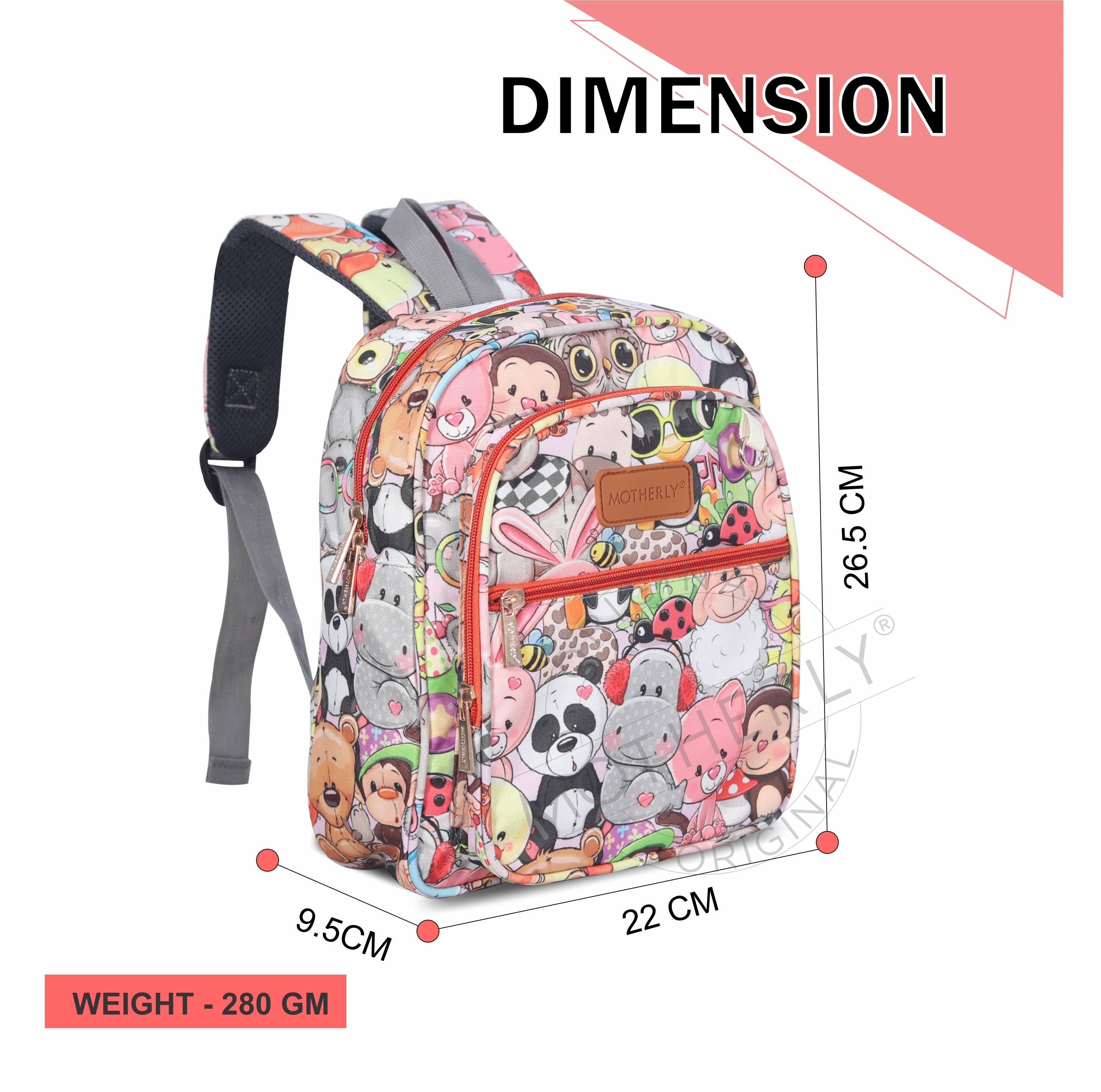 Motherly Kindergarten Backpack, Daycare Bags for Kids, Toddler Bag, Creche Bag Casual Backpack Picnic Bag for Kids, Unisex School Bag for Boys & Girls with Free Pencil Stationery Pouch (11 Inch) - MOTHERLY