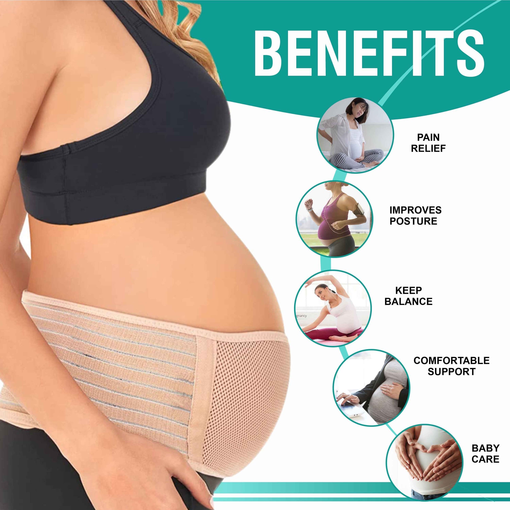 Motherly Maternity Belly Support Belt (Pre-Pregnancy-Type1, Grey, Free Size)