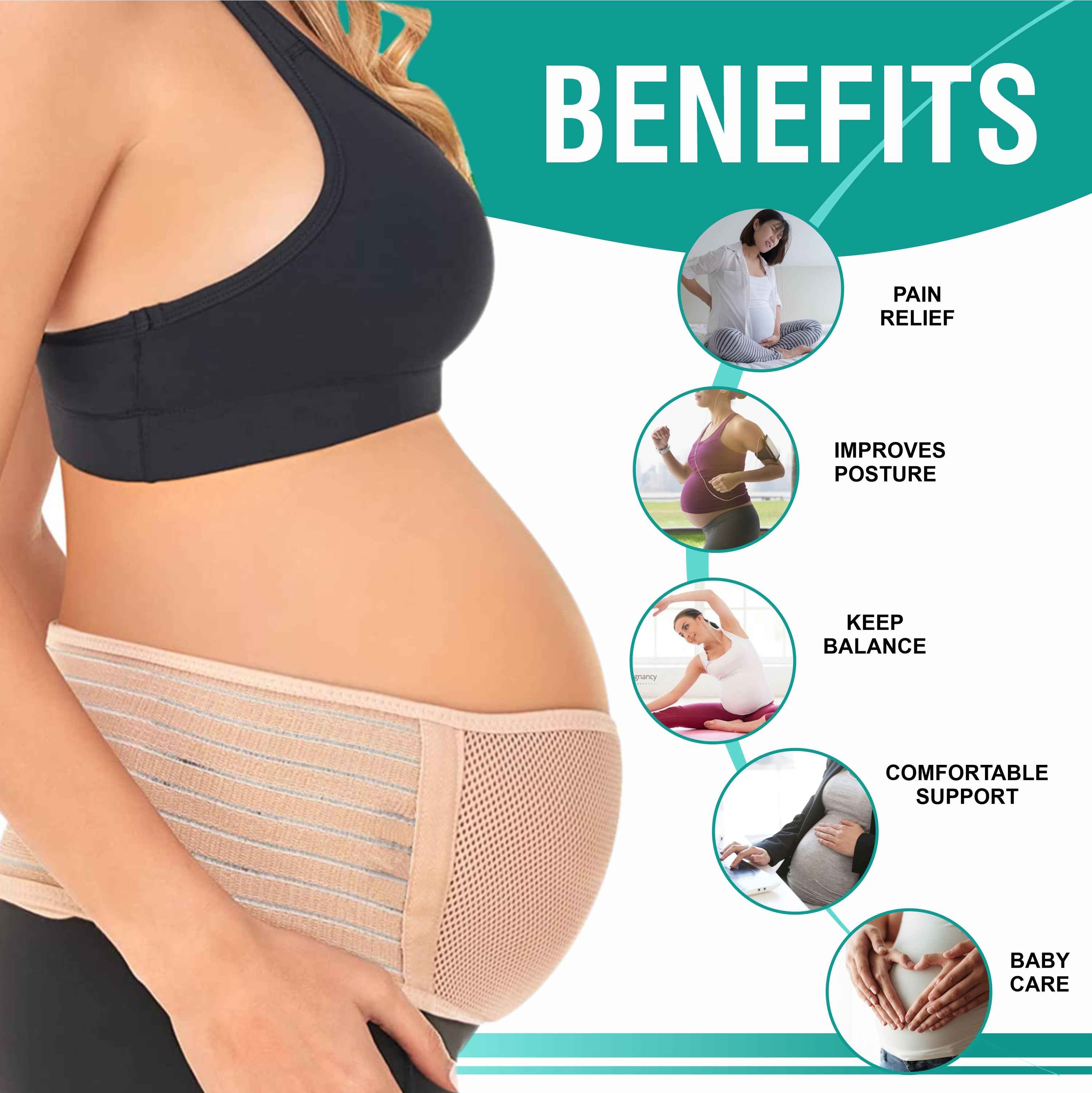 Motherly Maternity Belly Support Belt (Pre-Pregnancy-Type1, Grey, Free Size)