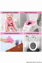 Motherly Perry Porter Travel Friendly Foldable Potty Trainer Seat Cover for Babies Toilet Training (Pink)
