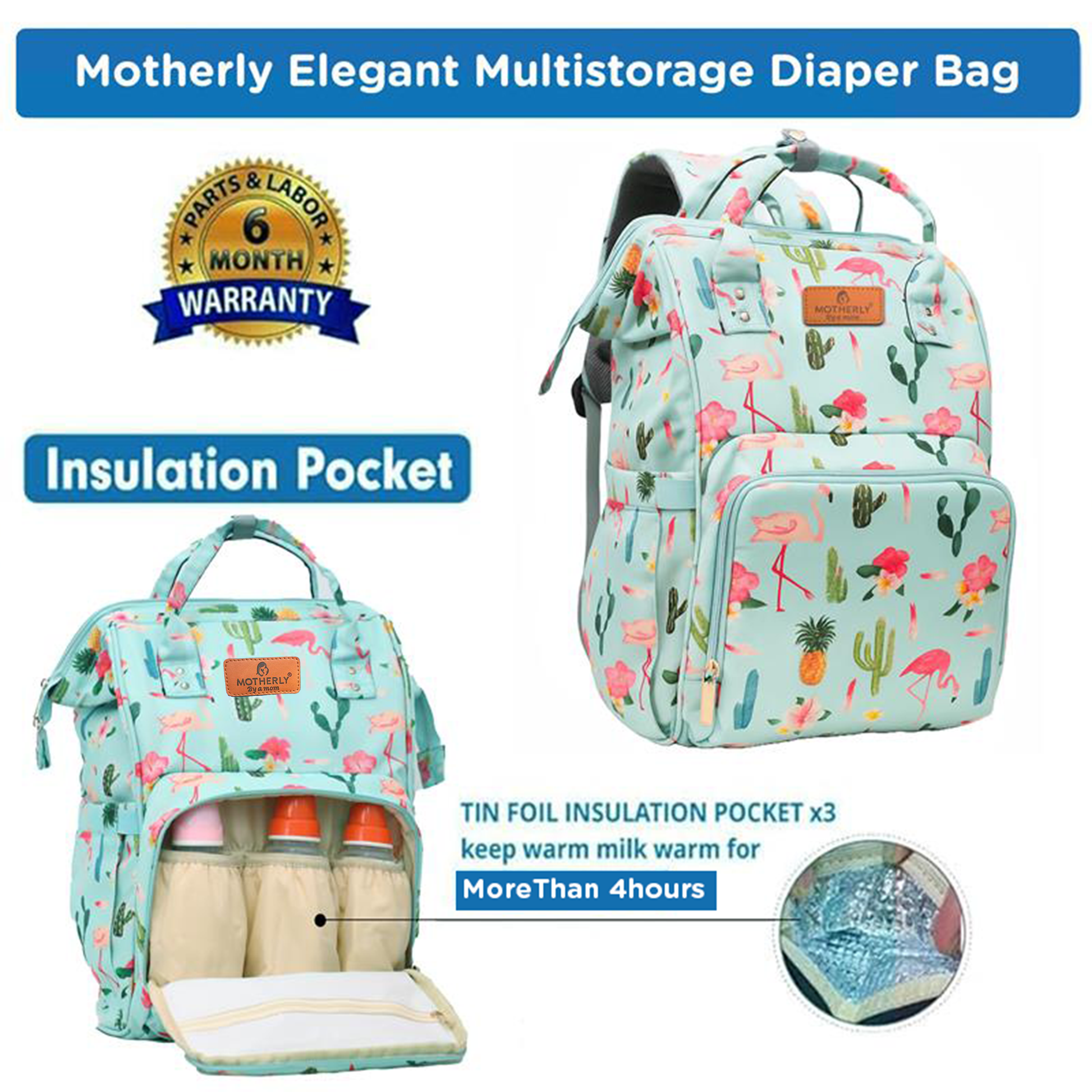 Motherly Elegant Diaper Bag for Moms – Water-Resistant Maternity & Travel Bag with Multiple Pockets & Warranty