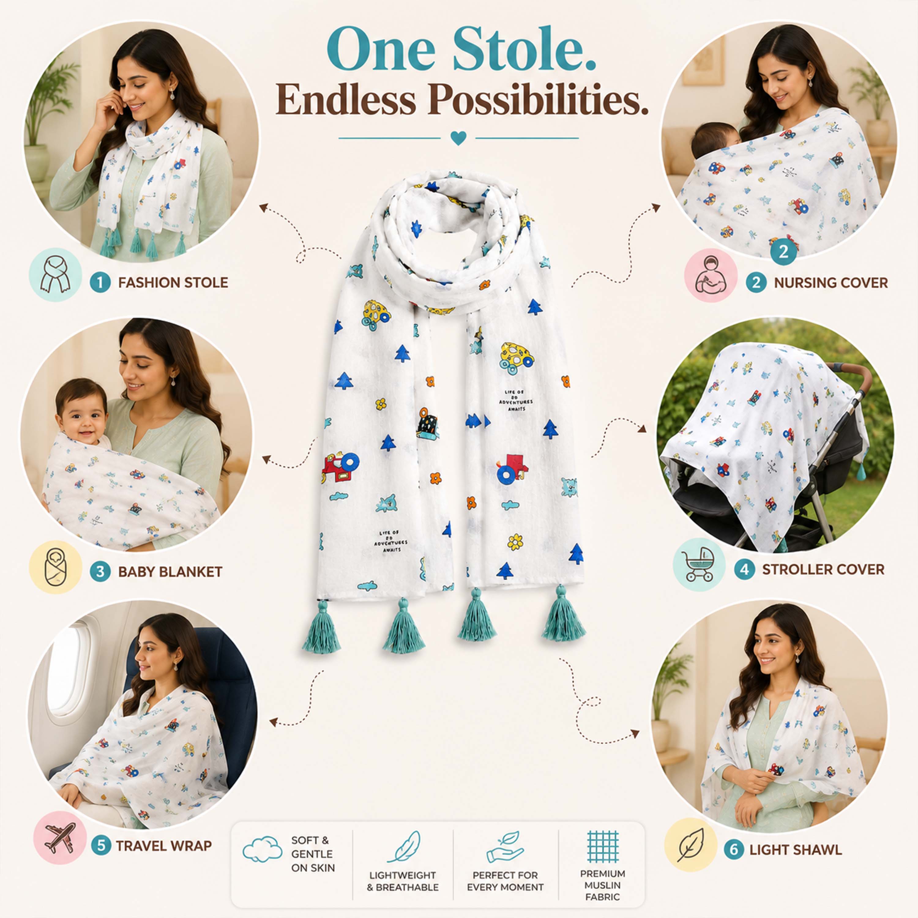 Motherly Premium Nursing Shawl for Mothers | Comfortable Breastfeeding Cover for Newborn Care