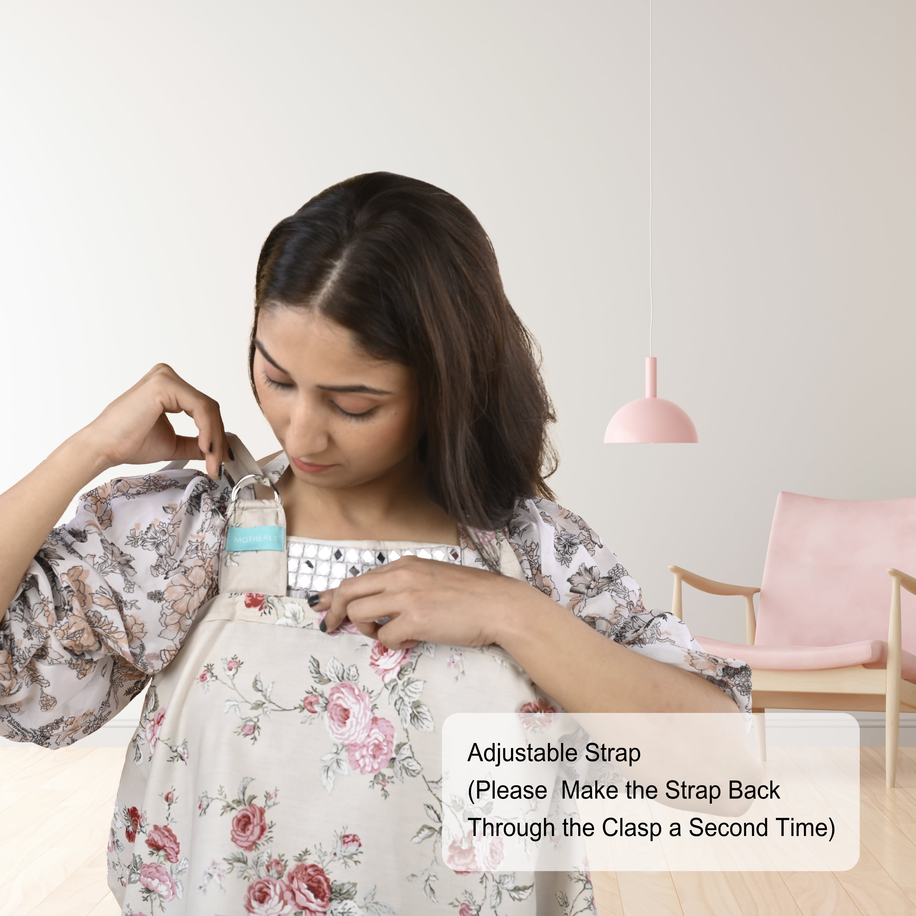 Care Cave Nursing Scarf - Red Grey Flower - MOTHERLY